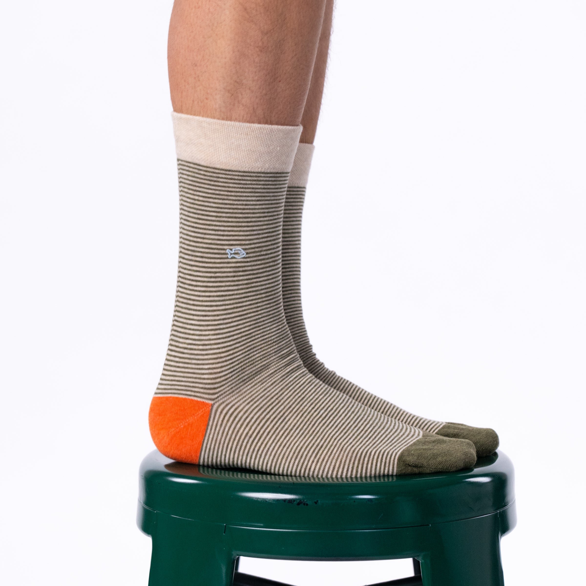 Striped combed cotton socks BILLYBELT Khaki