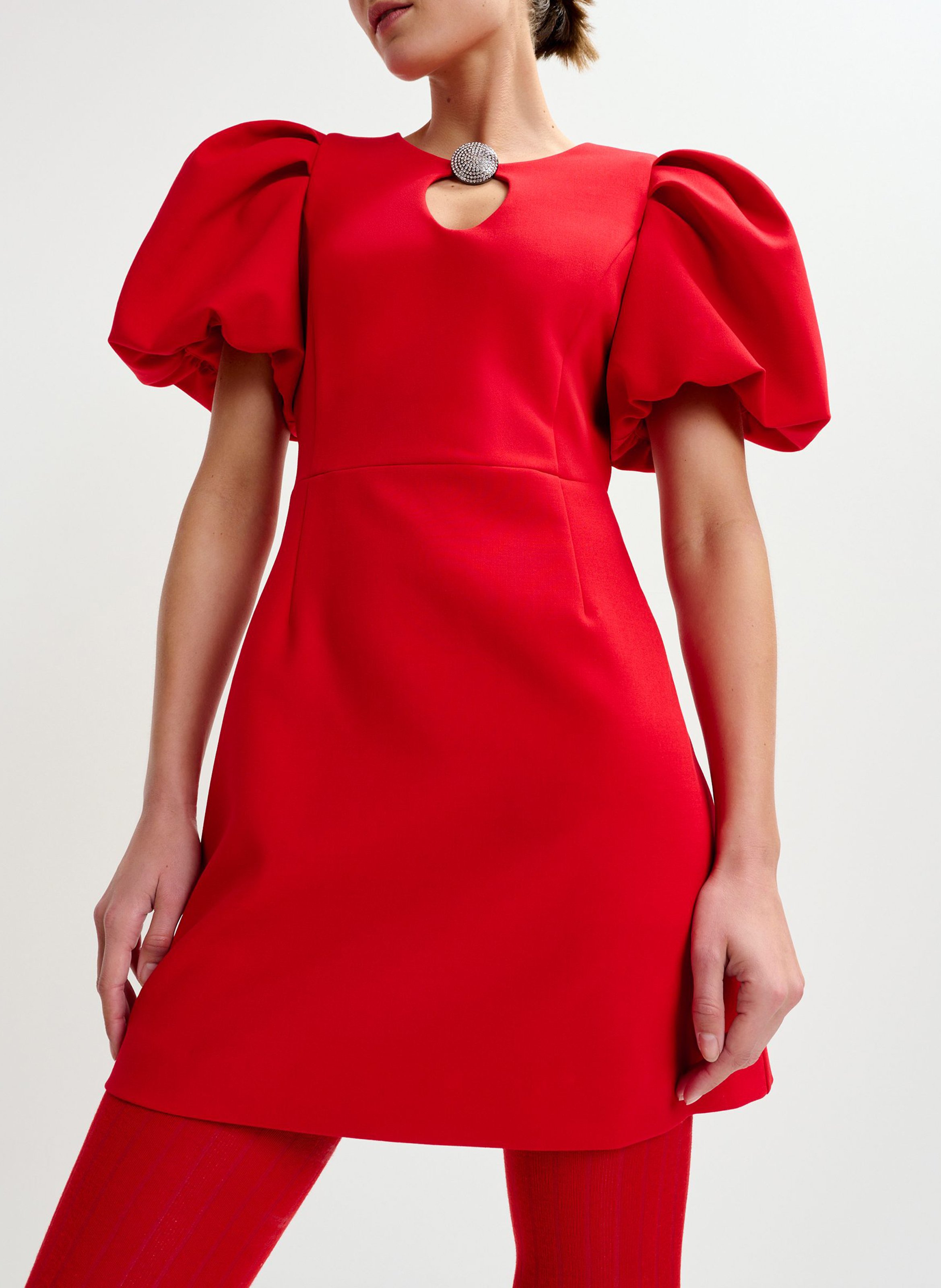 Short dress in mixed recycled fibers ESSENTIEL ANTWERP Red