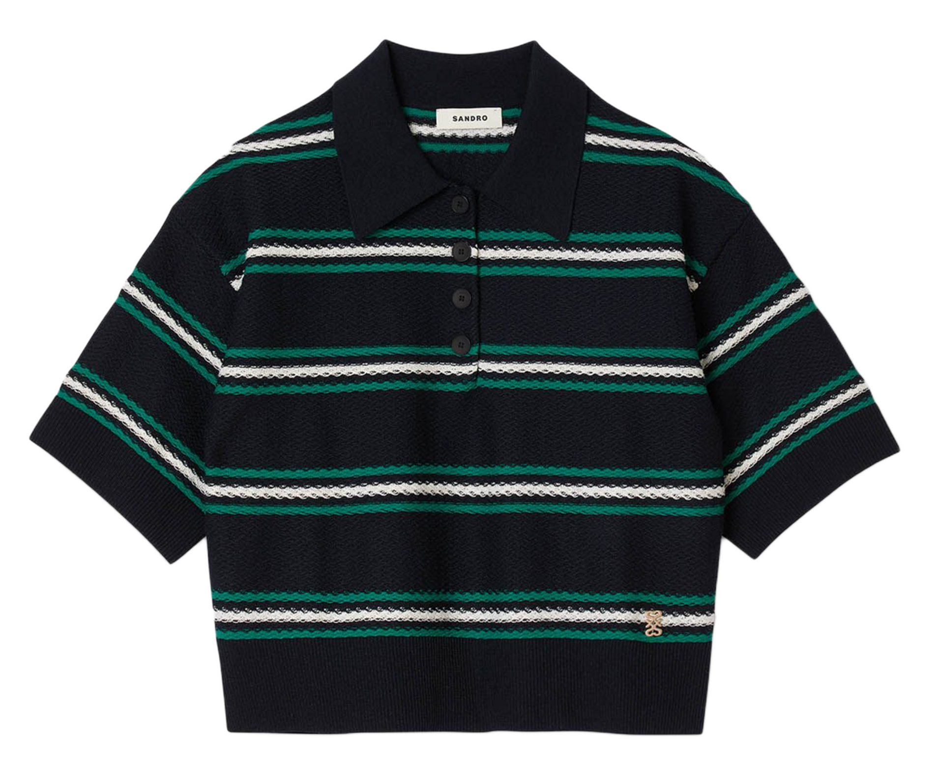 Pull col polo rayé SANDRO Bleu