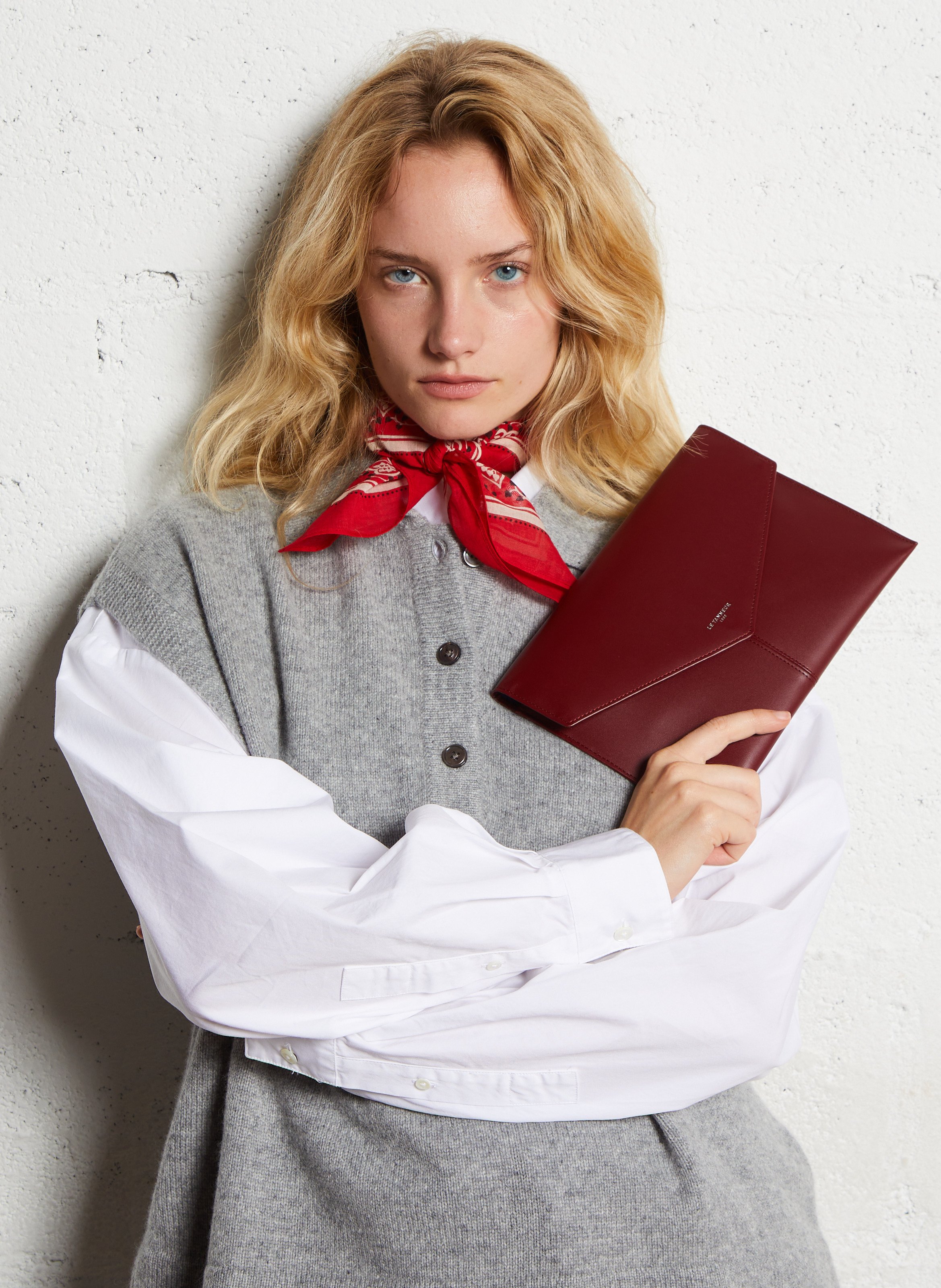 Pochette en cuir LE TANNEUR Rouge