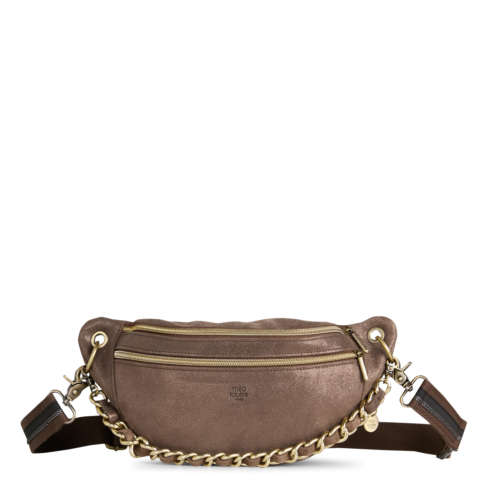 Metallic leather shoulder bag MILA LOUISE Grey