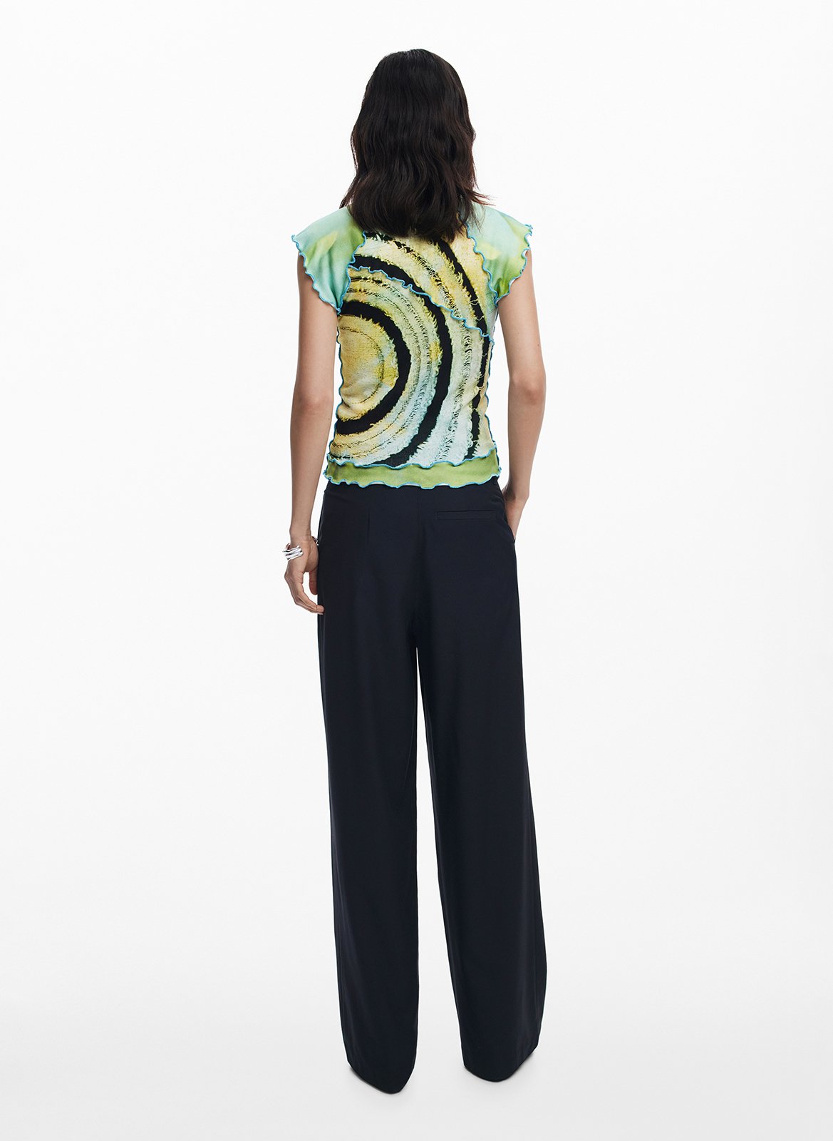 Top imprimé col rond DESIGUAL Vert