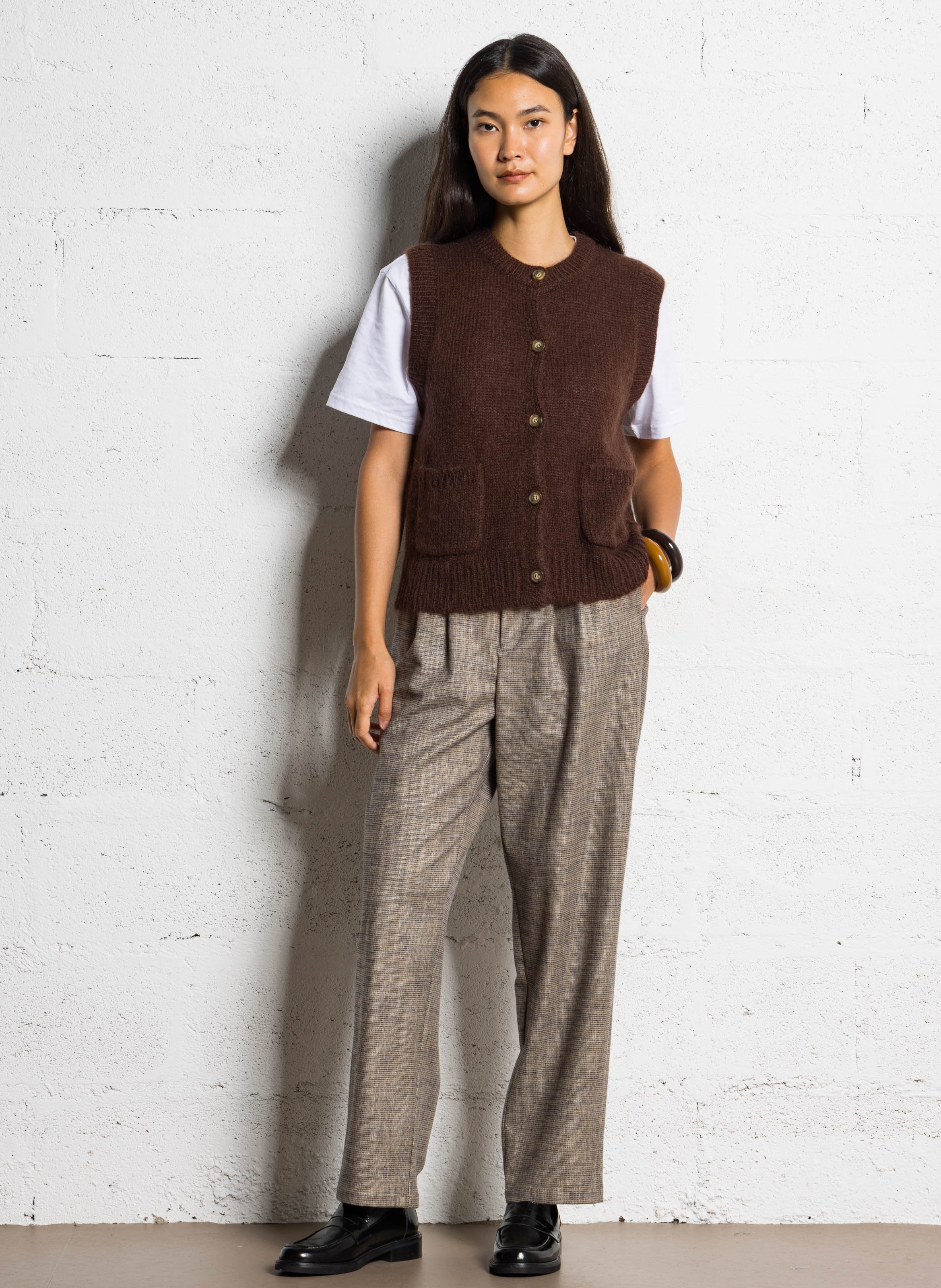 Round-neck mixed-knit cardigan BELLA JONES Green