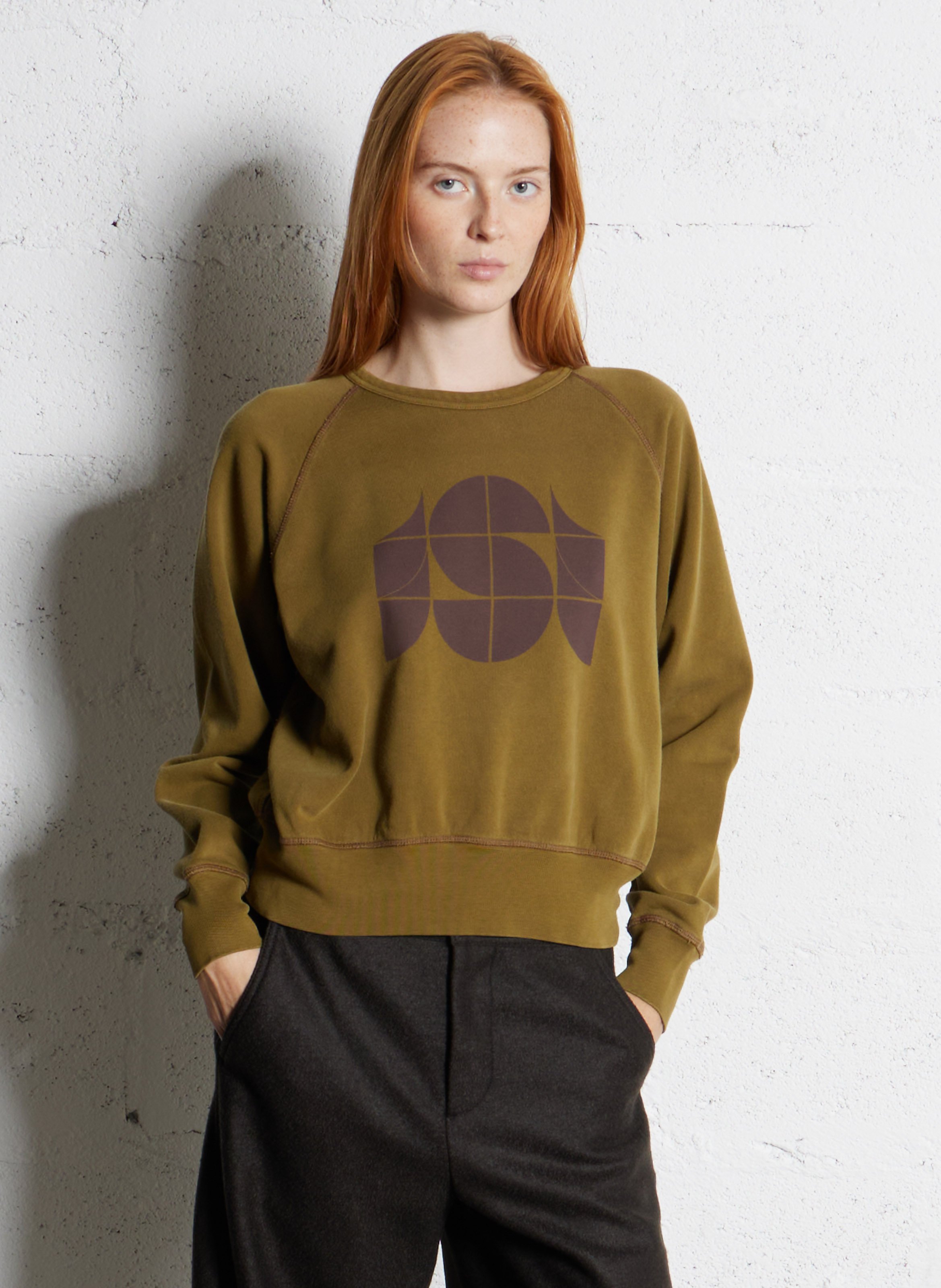 Sweat droit imprimé en coton SOEUR Marron