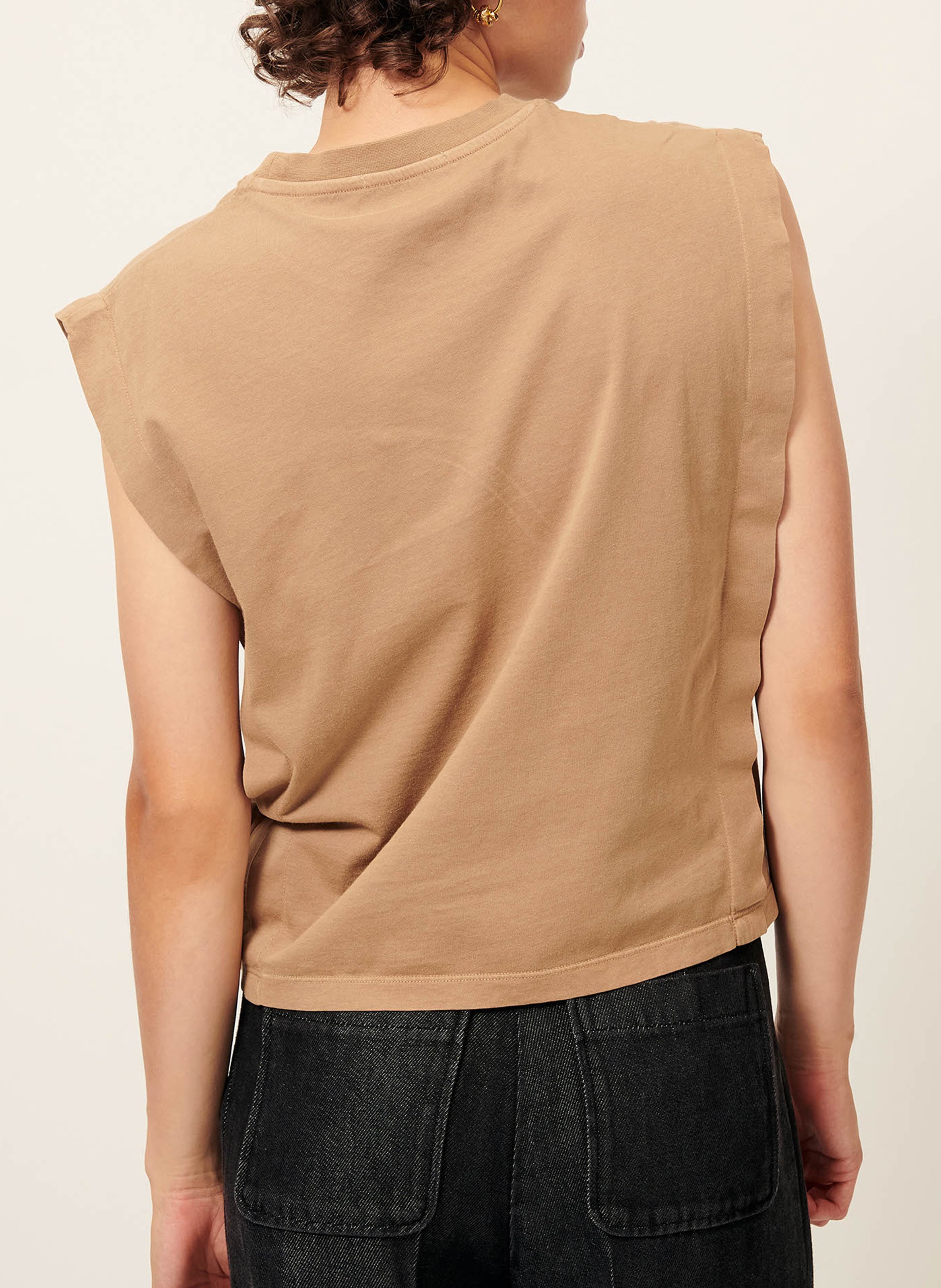 Tee-shirt col rond droit en coton bio SESSUN Beige