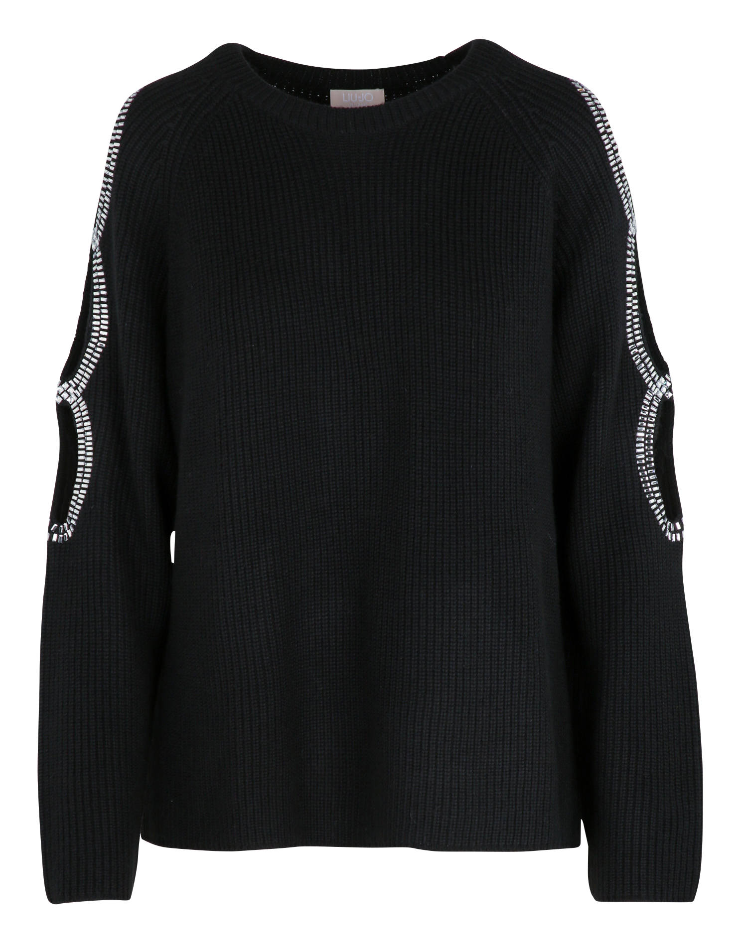 Pull droit col rond strassé LIU JO Noir
