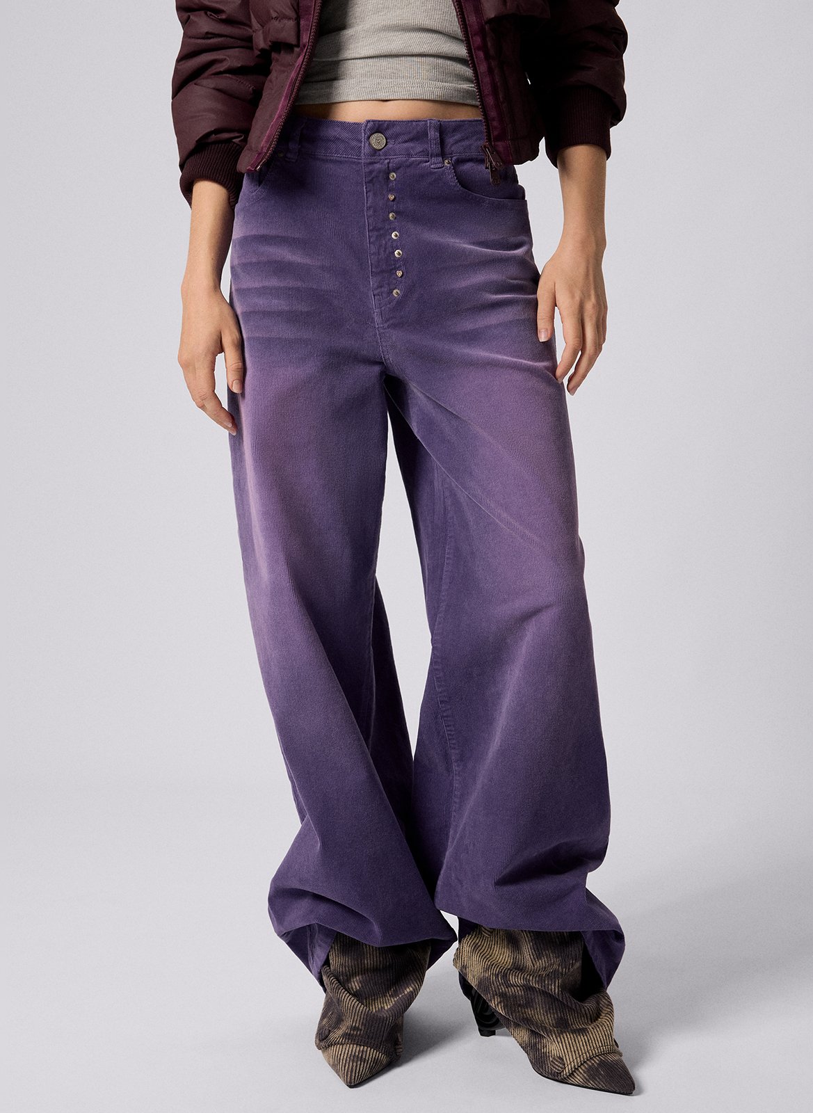 Jean large taille mi-haute uni DESIGUAL Rouge