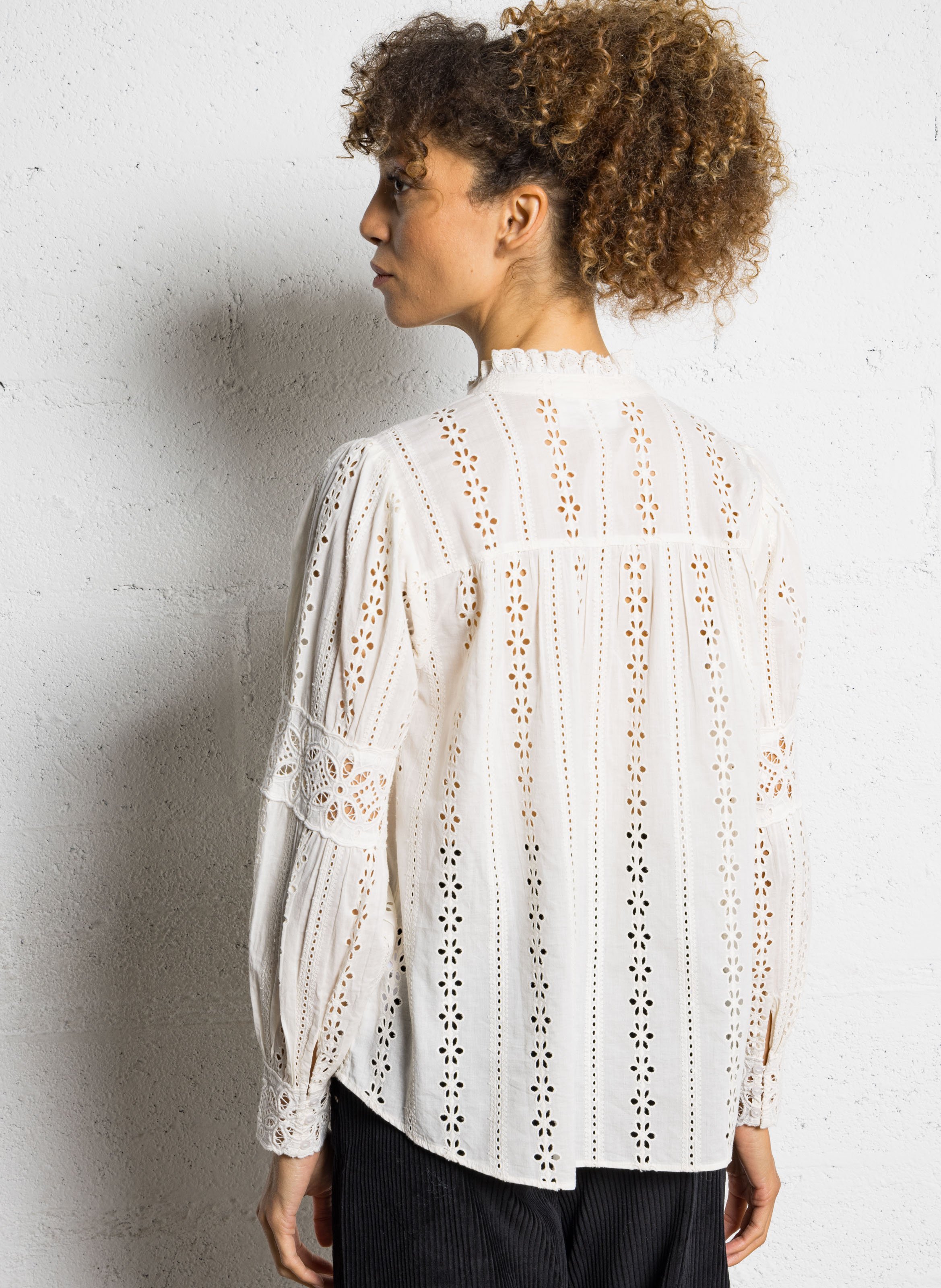 Hoge hals katoenen overhemd SUD EXPRESS Wit