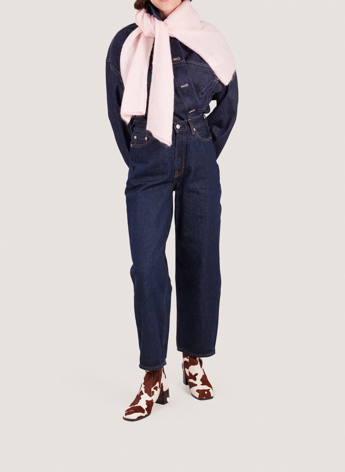 Leren enkellaarzen met patroon Bruin