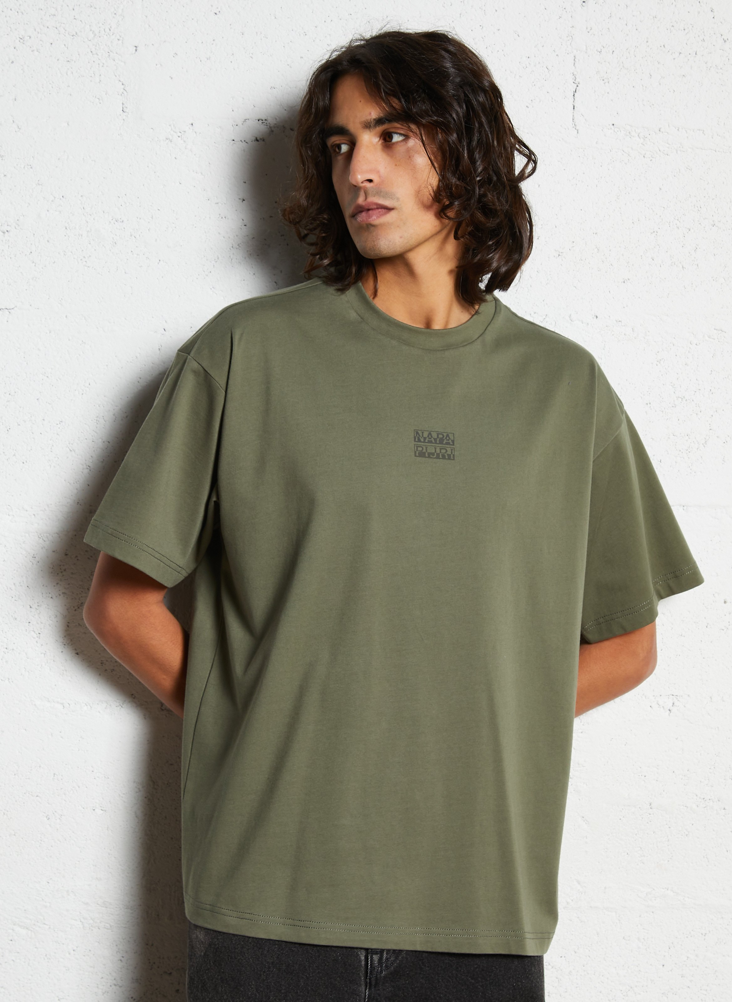 Weites Rundhals-T-Shirt aus bedruckter Baumwolle NAPAPIJRI Grun