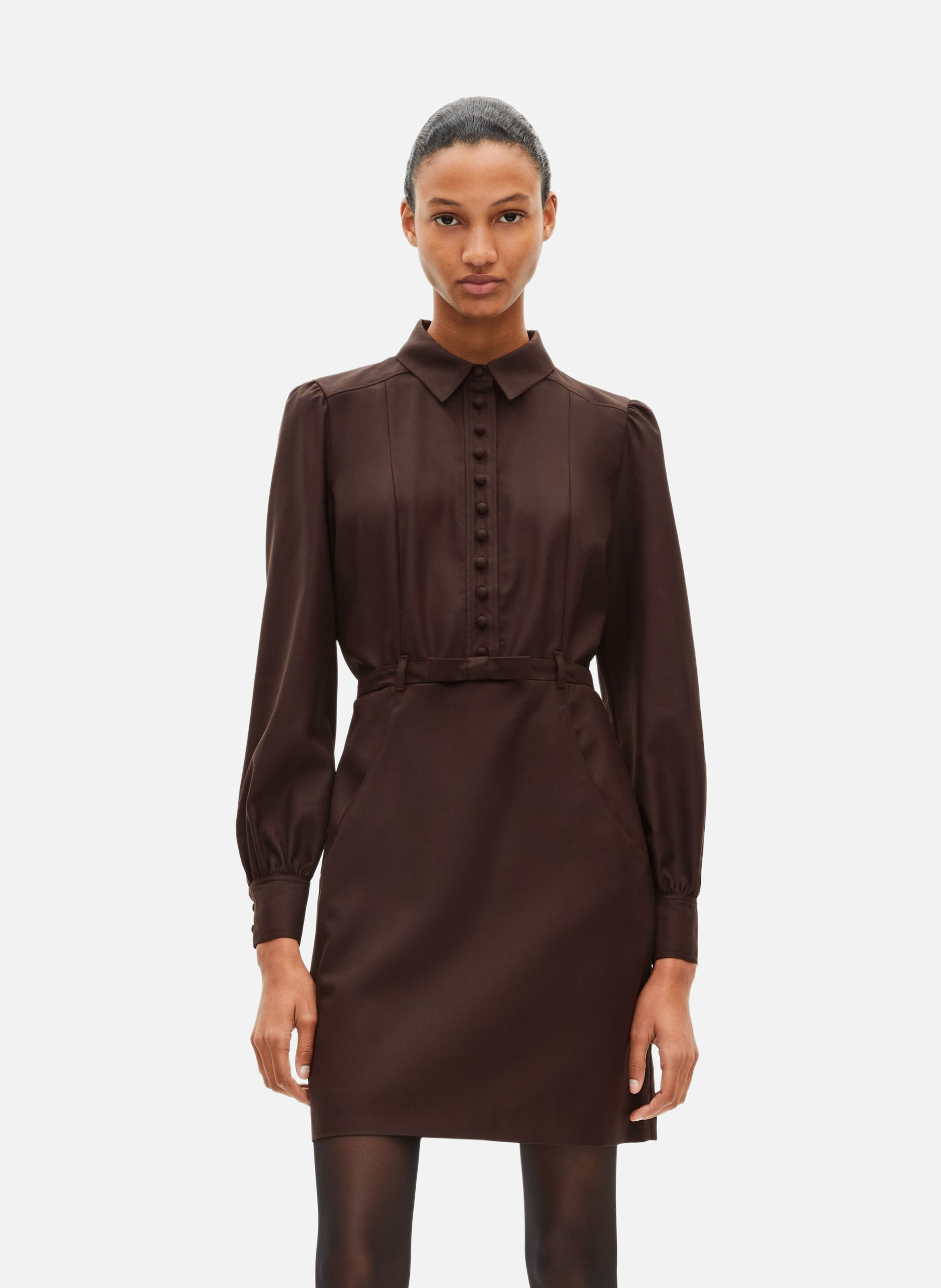 Robe courte en laine THE KOOPLES Marron