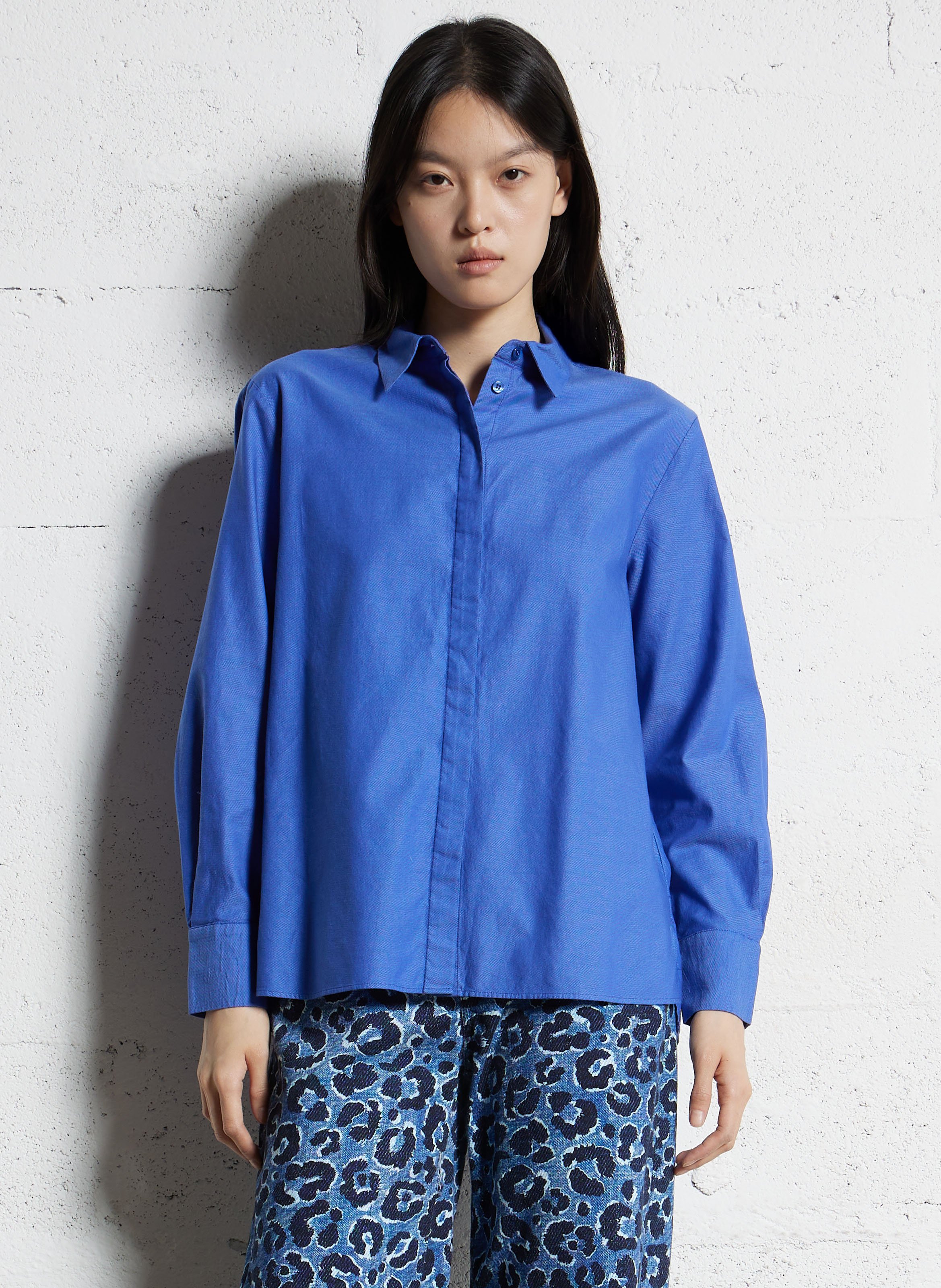 Chemise droite boutonnée en coton MAISON 123 Prune