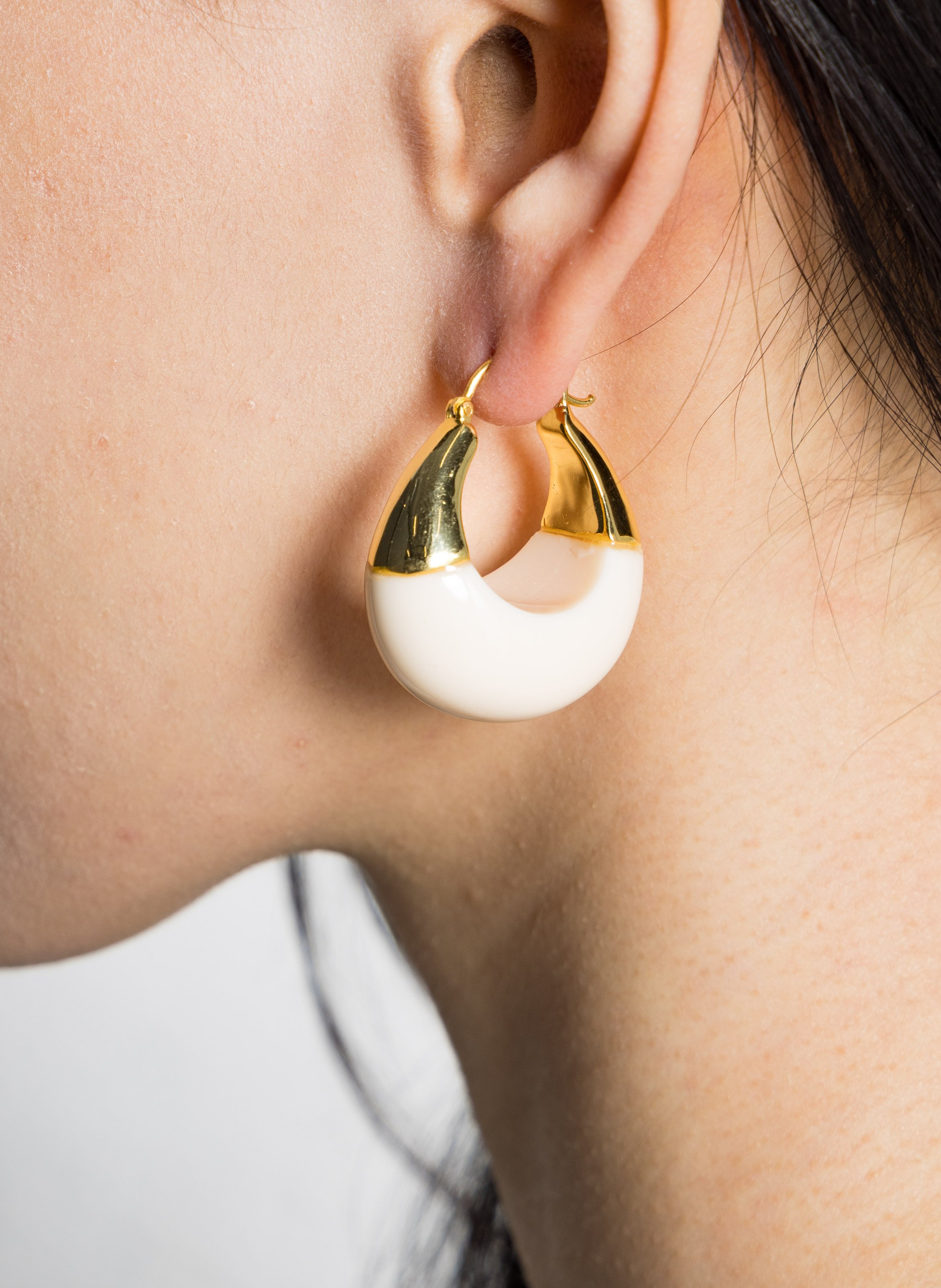 Wide hoop earrings FEEKA Beige