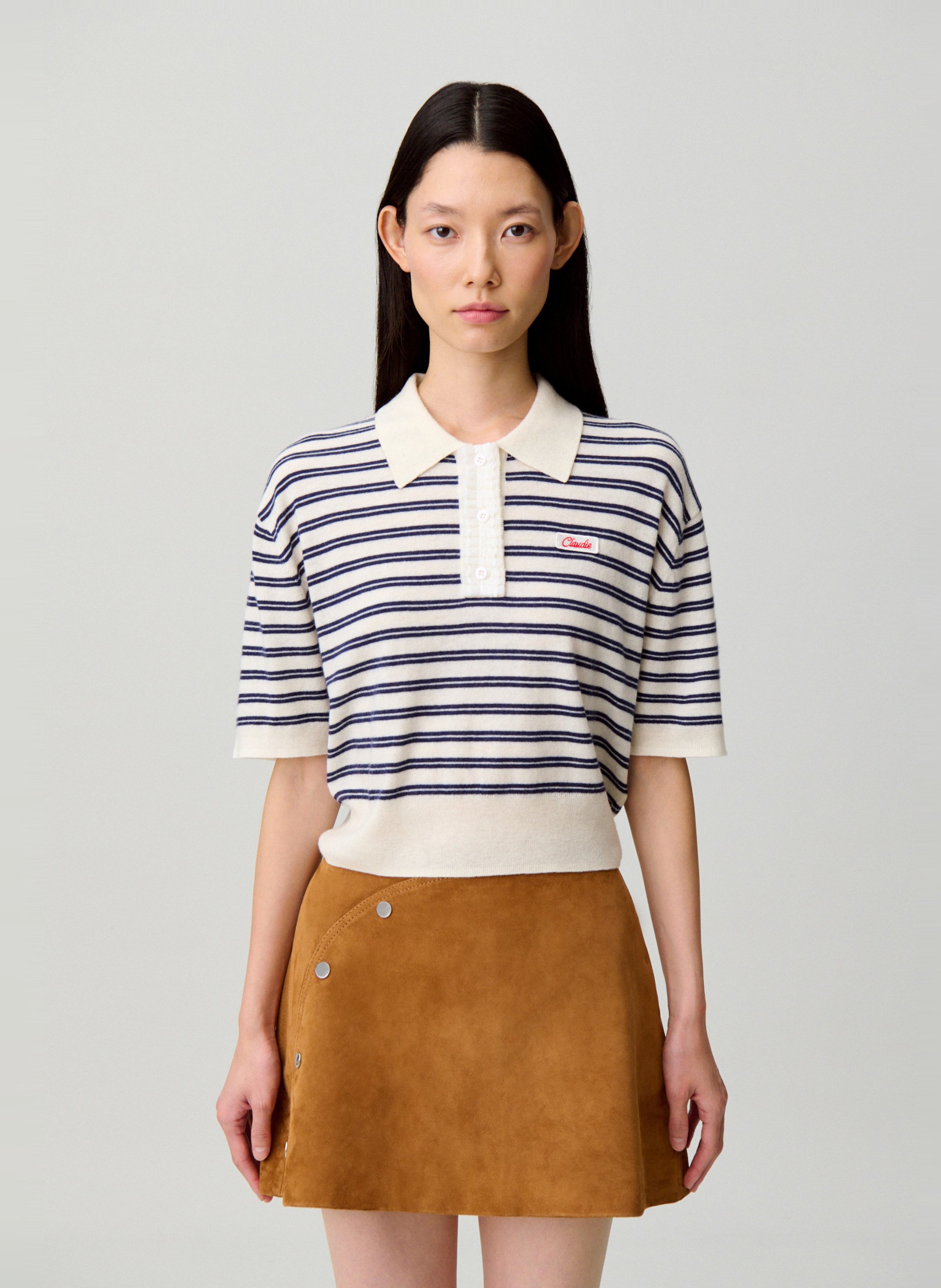 Wool sweater with polo collar CLAUDIE PIERLOT Multicolored
