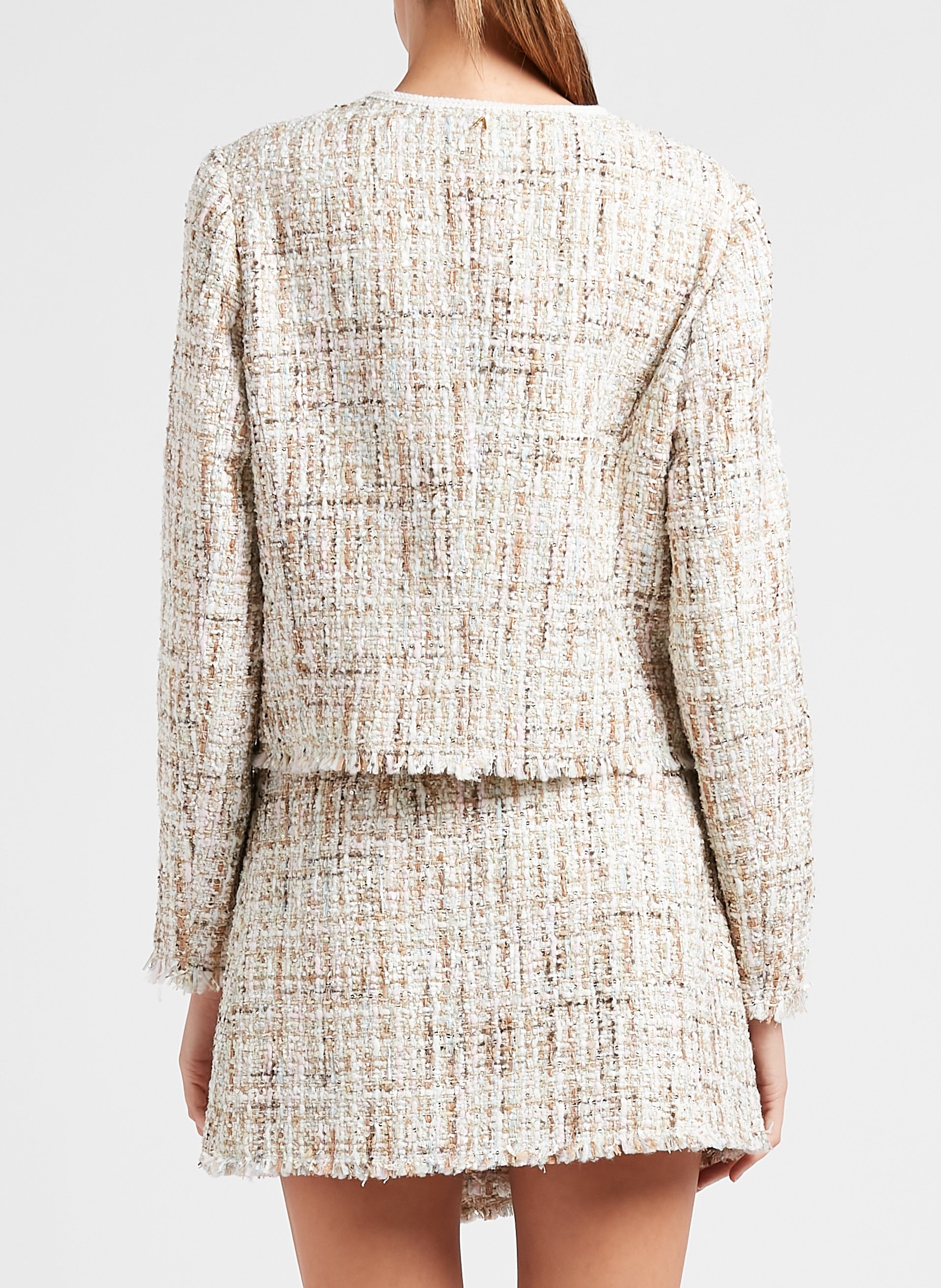 Round-neck tweed jacket TWINSET Beige