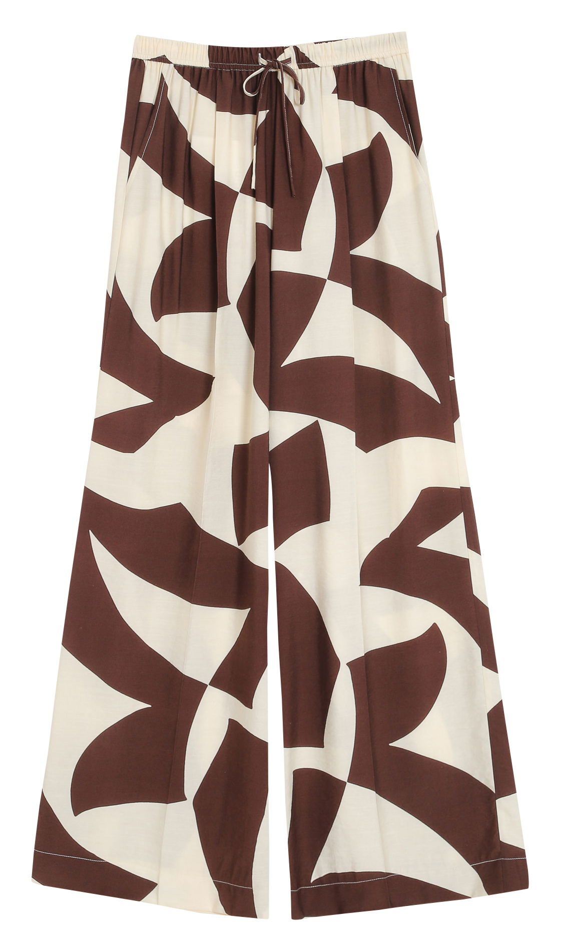 Wide-leg mid-rise printed trousers GRACE ET MILA Brown