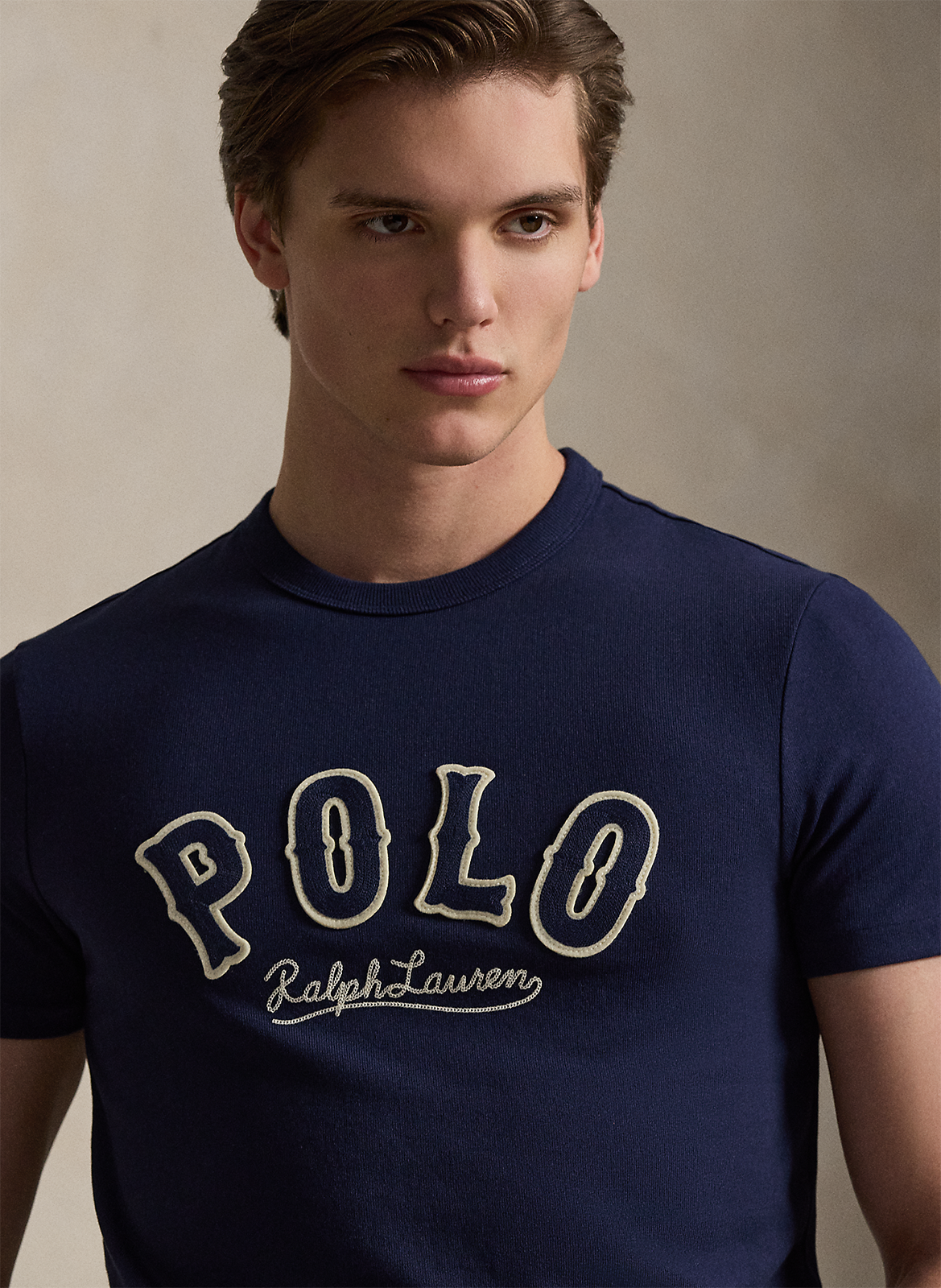 Tee-shirt droit brodé en coton POLO RALPH LAUREN Bleu