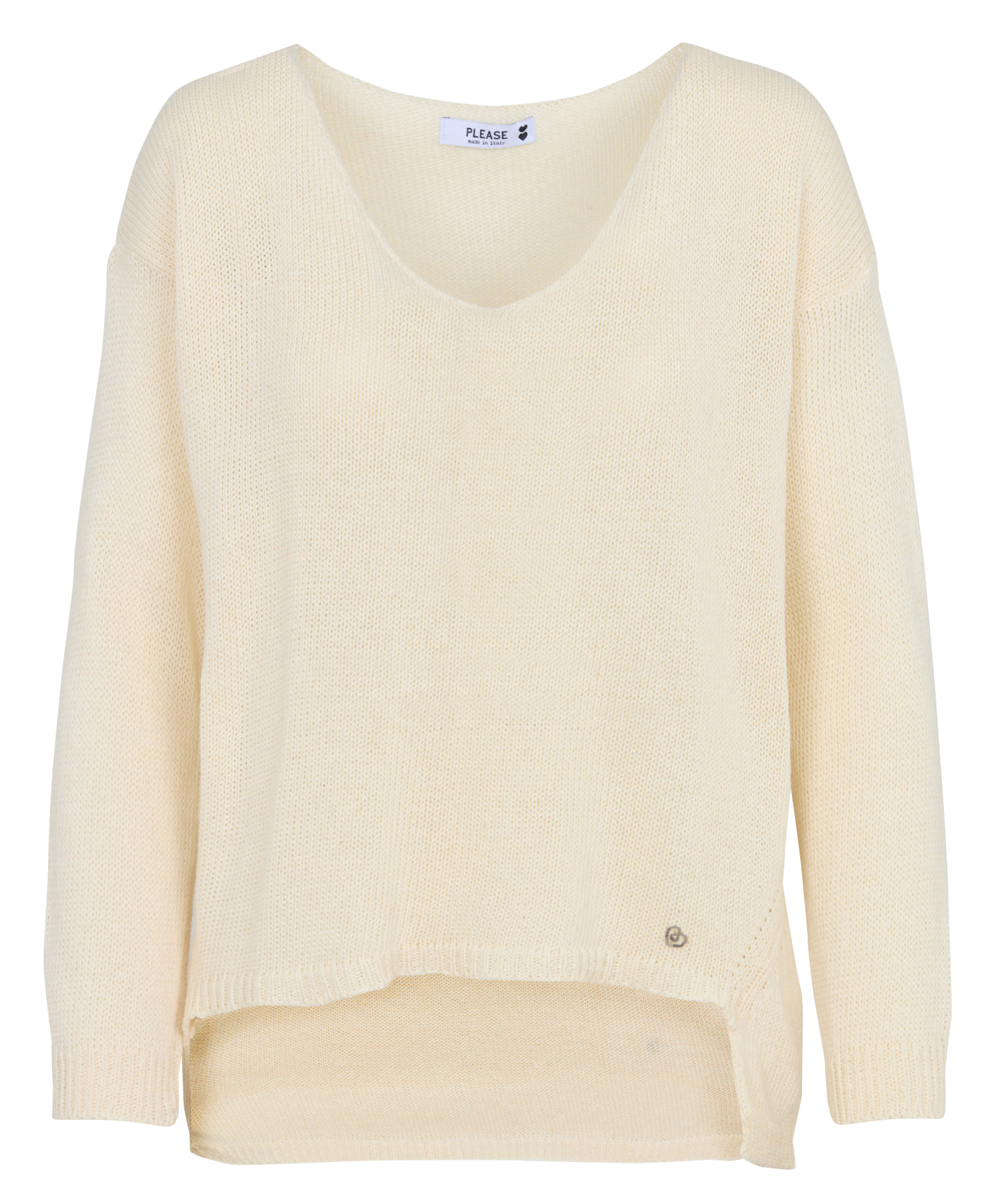 Pull oversize col V en coton mélangé PLEASE