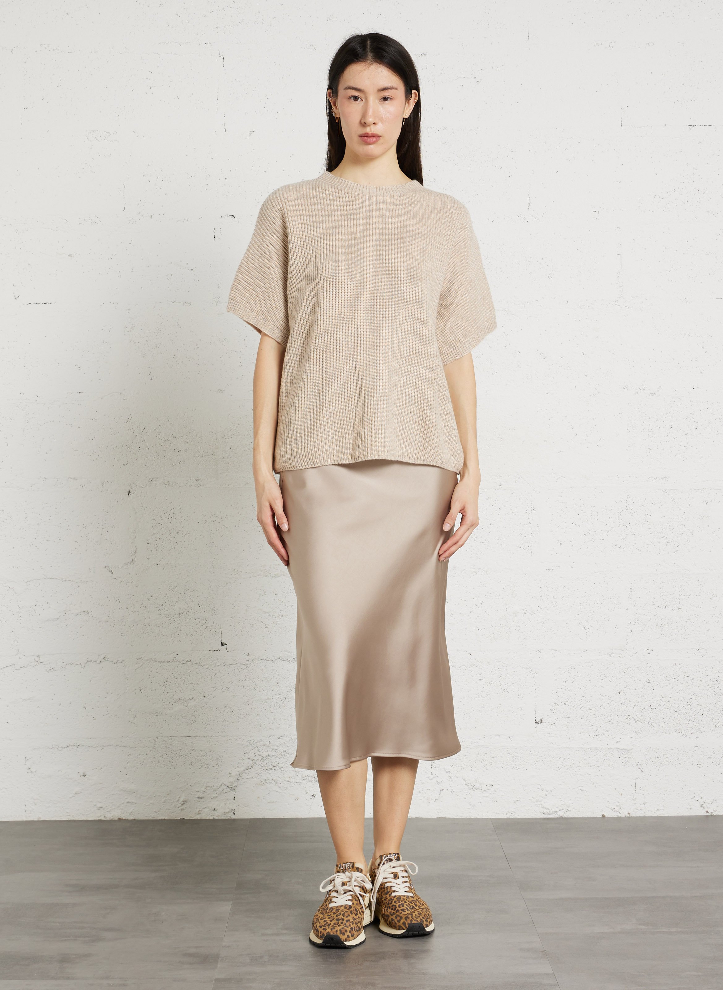 Long satin-effect skirt IMPERIAL Golden