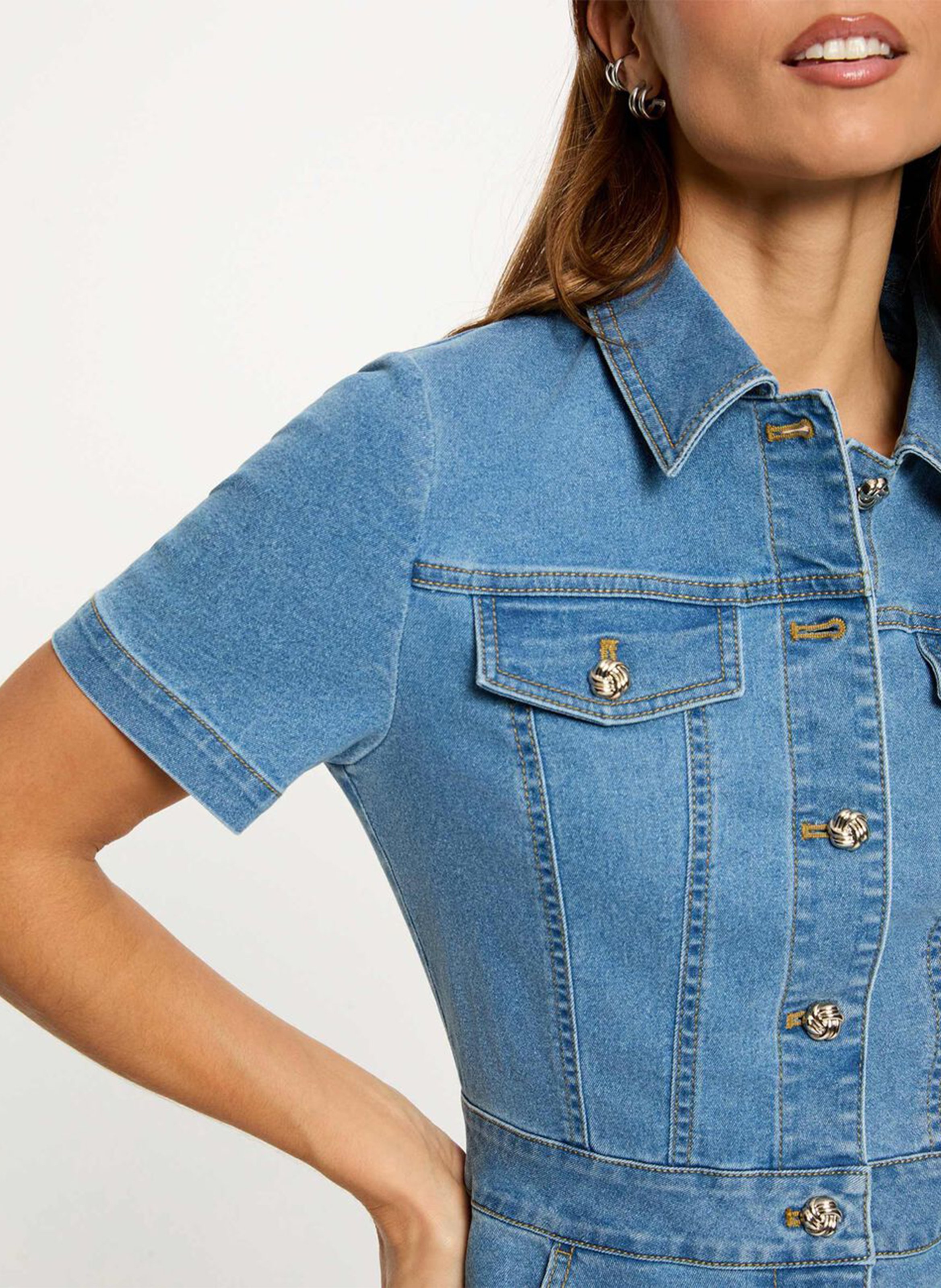 Robe courte cintrée en jean MORGAN Bleu