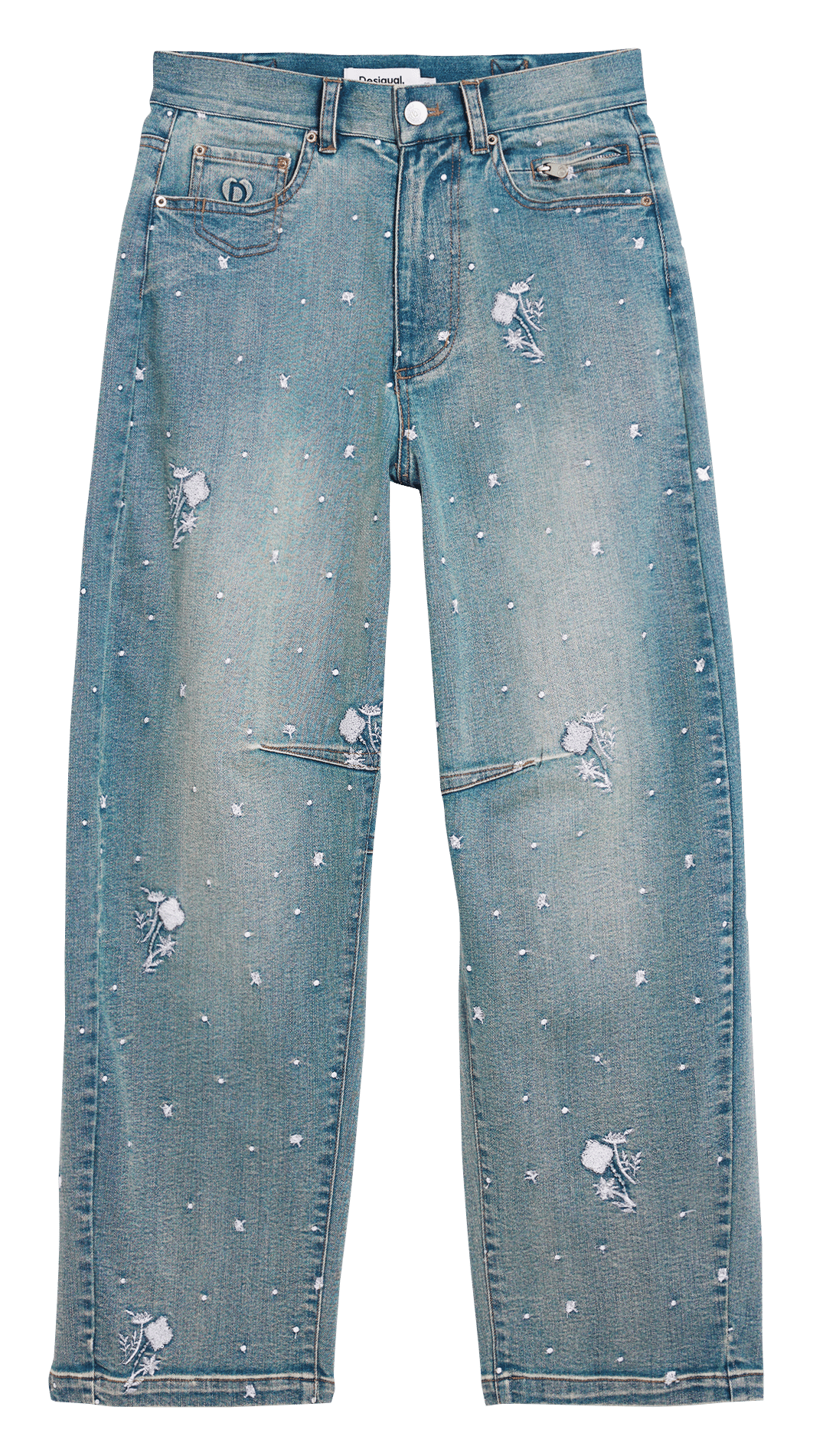 Weit geschnittene bestickte Jeans DESIGUAL Blau