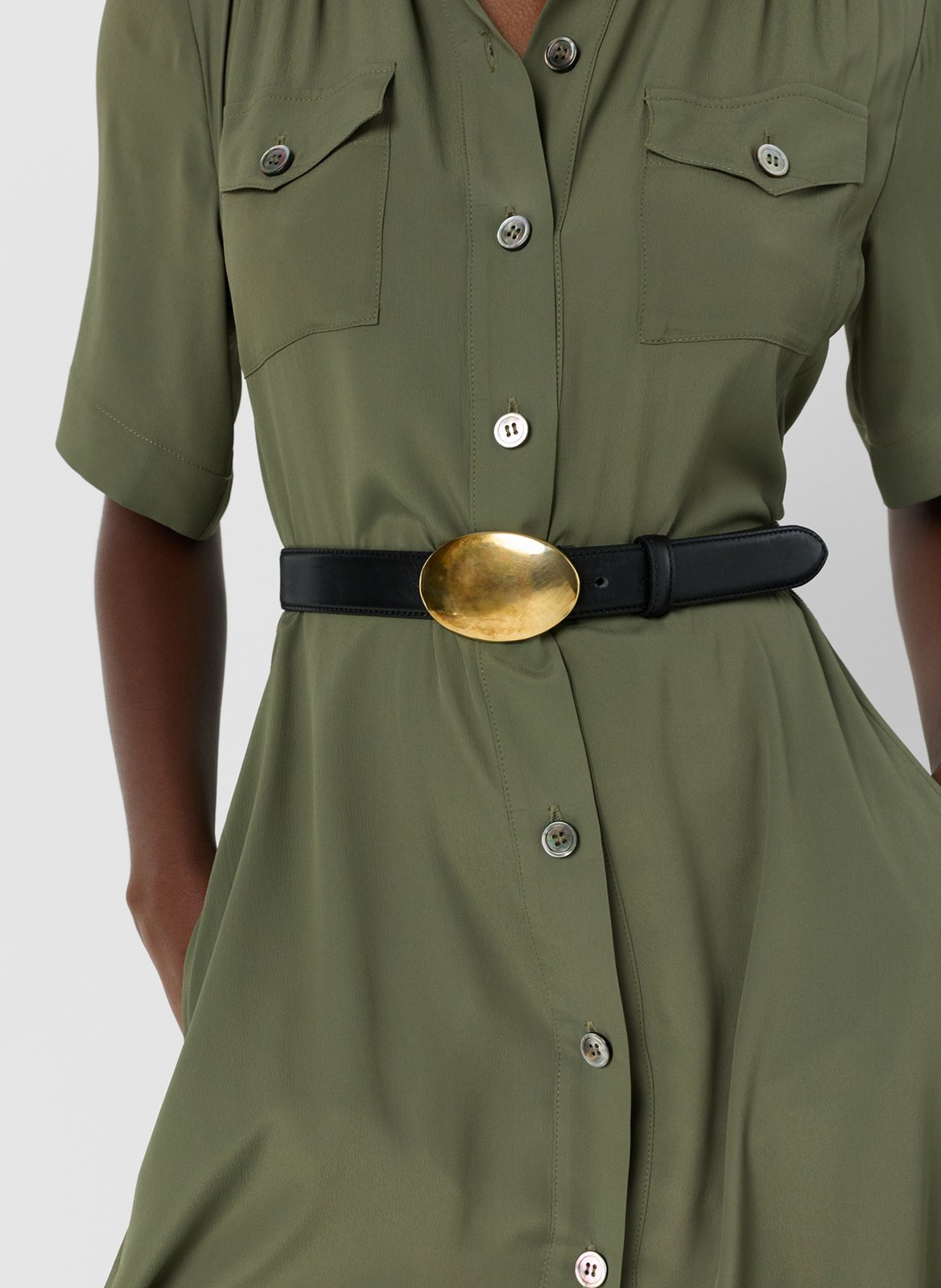 Langes Kleid mit klassischem Kragen GERARD DAREL Khaki