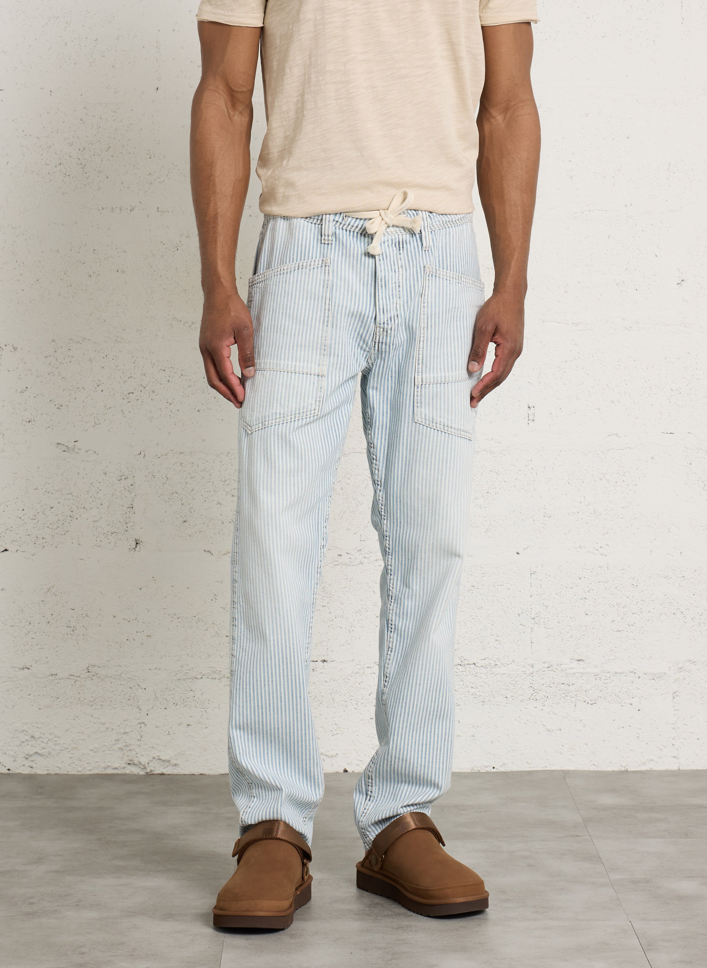 Gerade gestreifte Cordjeans LE TEMPS DES CERISES Blau