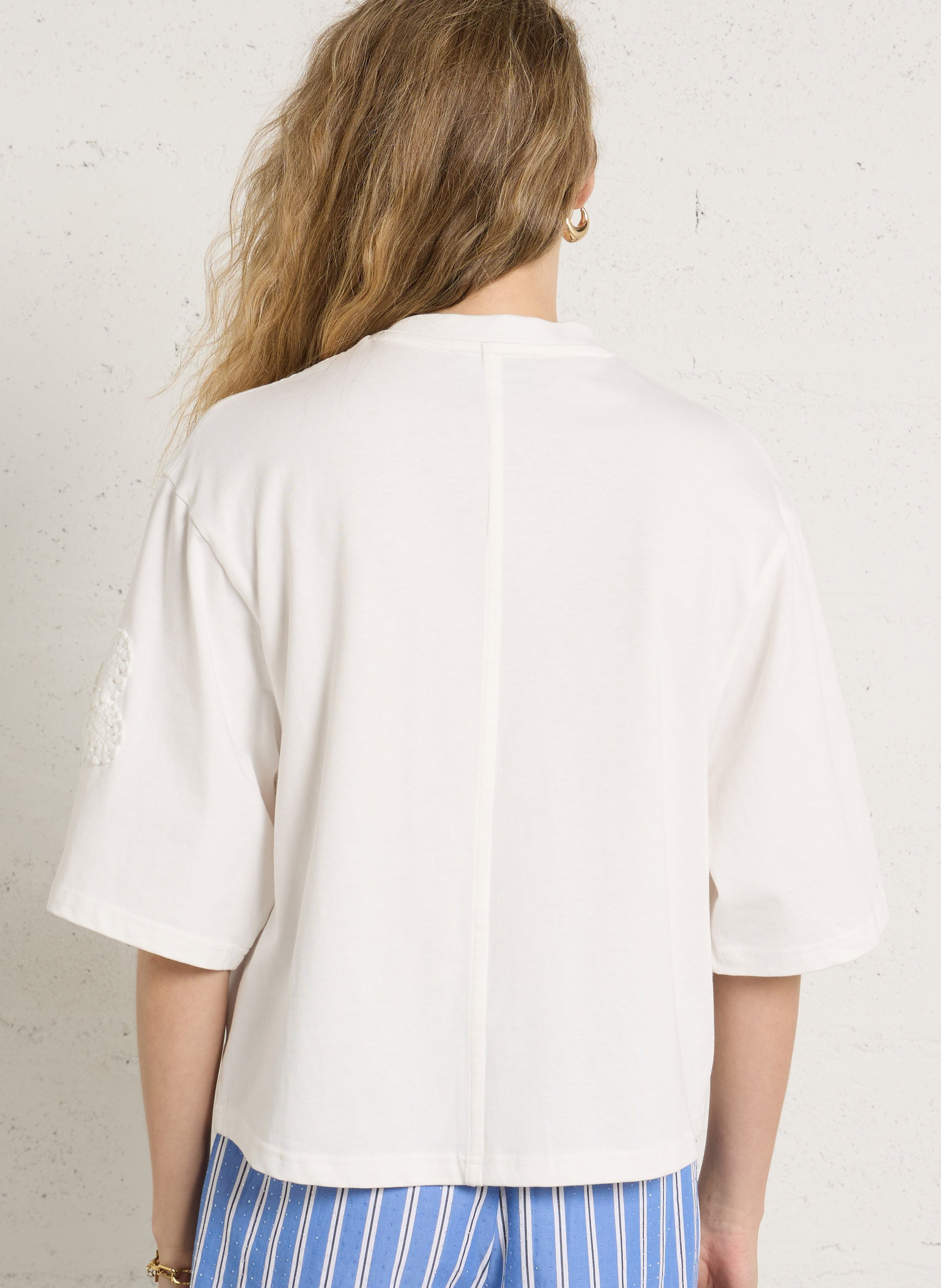 Tee-shirt ample à motifs crochet BERENICE Blanc