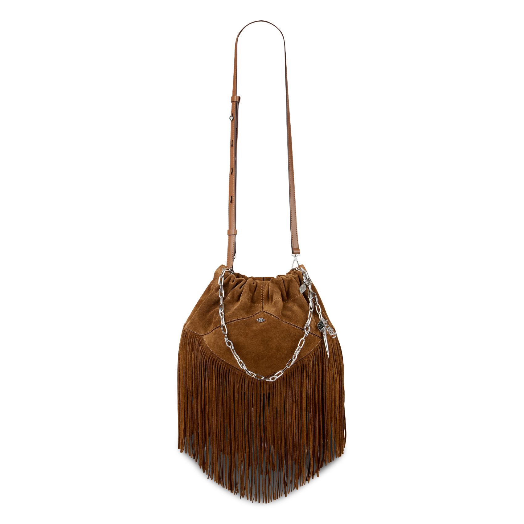 Buideltas van getextureerd leer met veters BA&SH Bruin