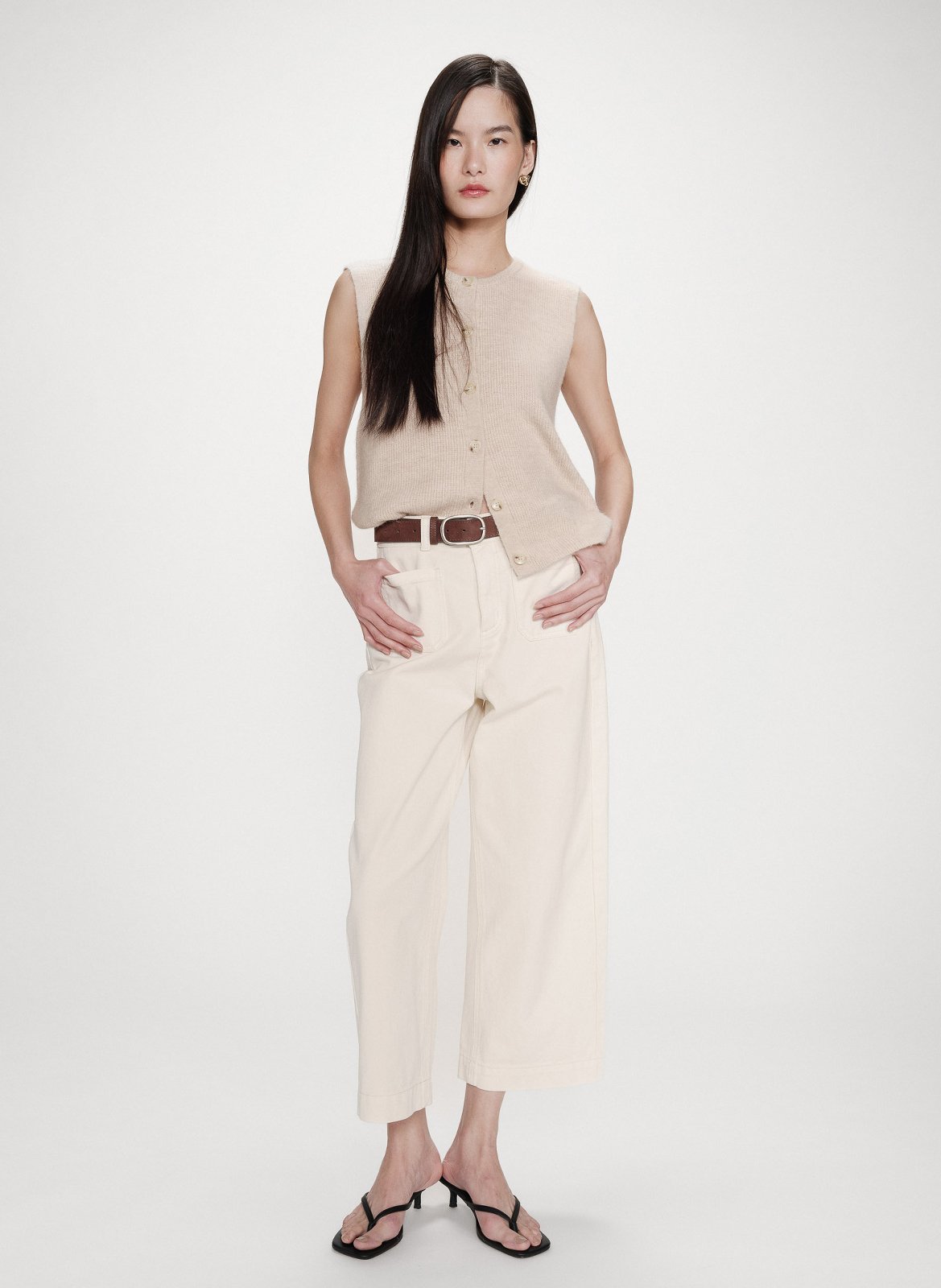 Jean droit 7/8ème uni  GRACE ET MILA Blanc