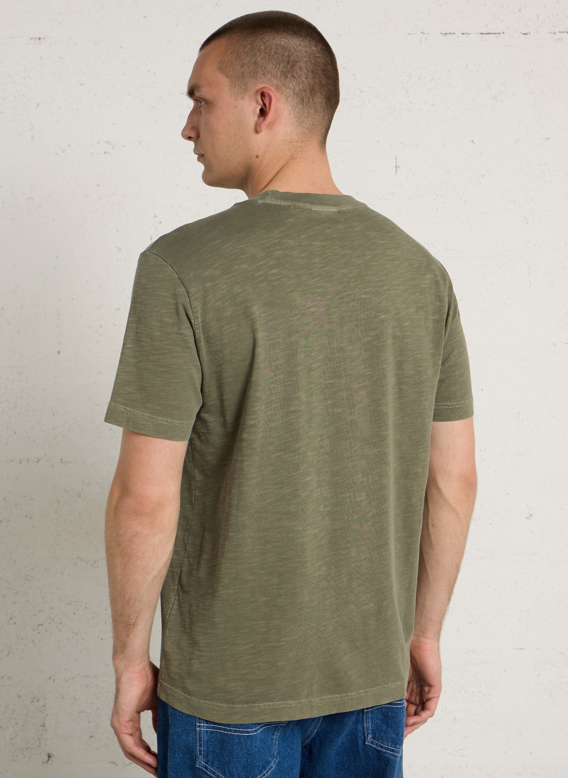 Staright embroidered round-neck cotton T-shirt GANT Green