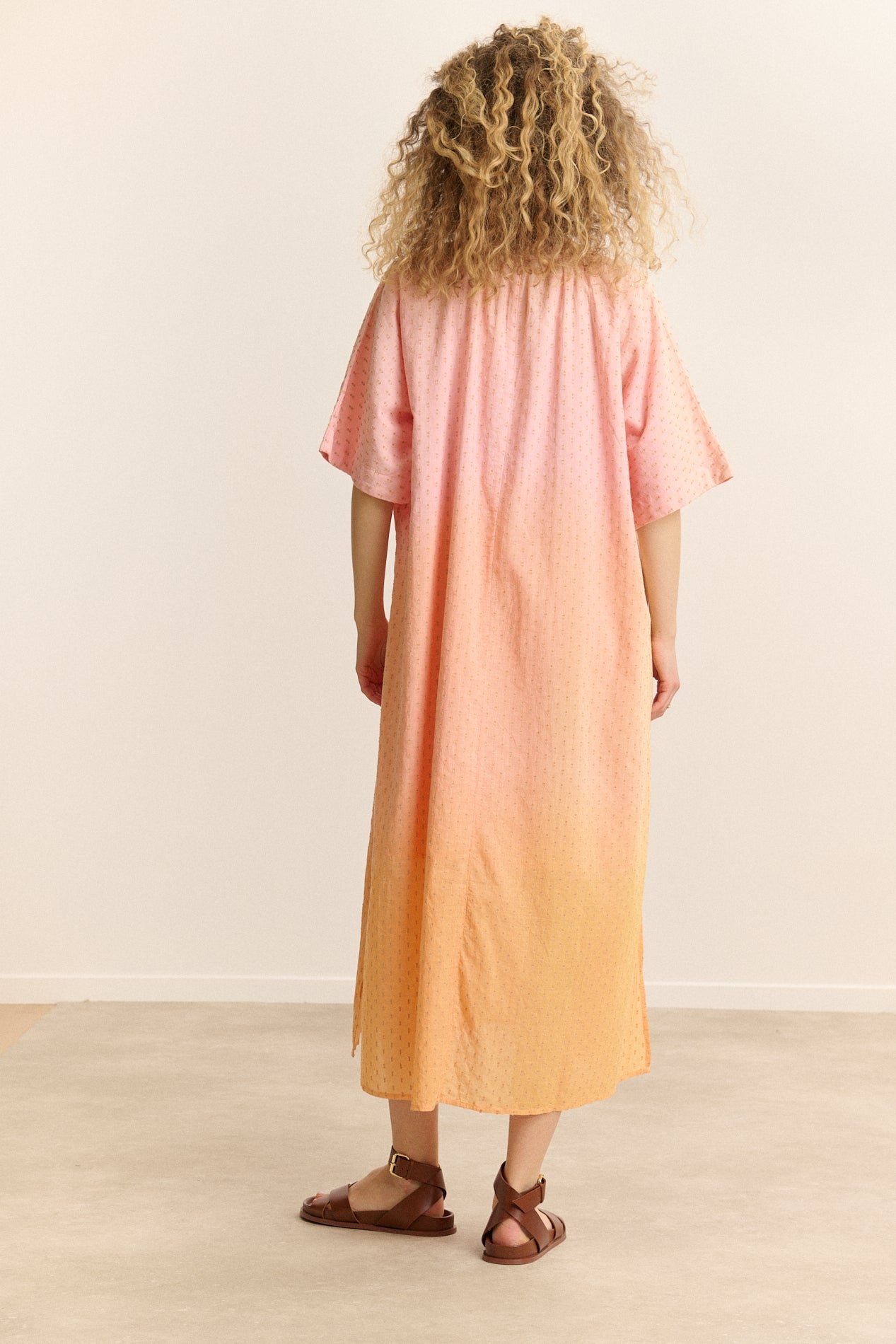 Robe midi manches courtes GARANCE PARIS Orange