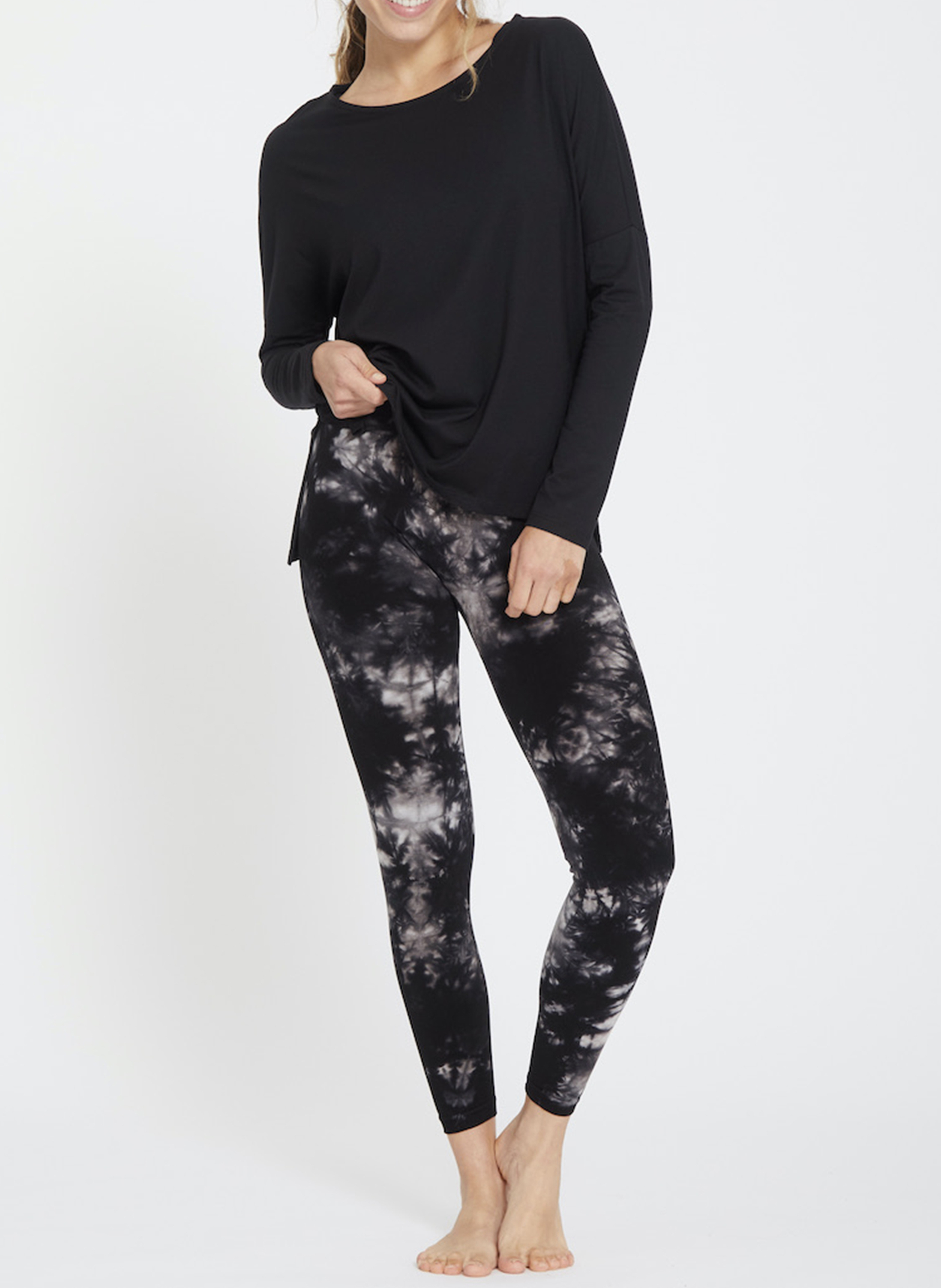 Gerade geschnittenes T-Shirt aus Baumwoll-Mix YOGA SEARCHER Schwarz