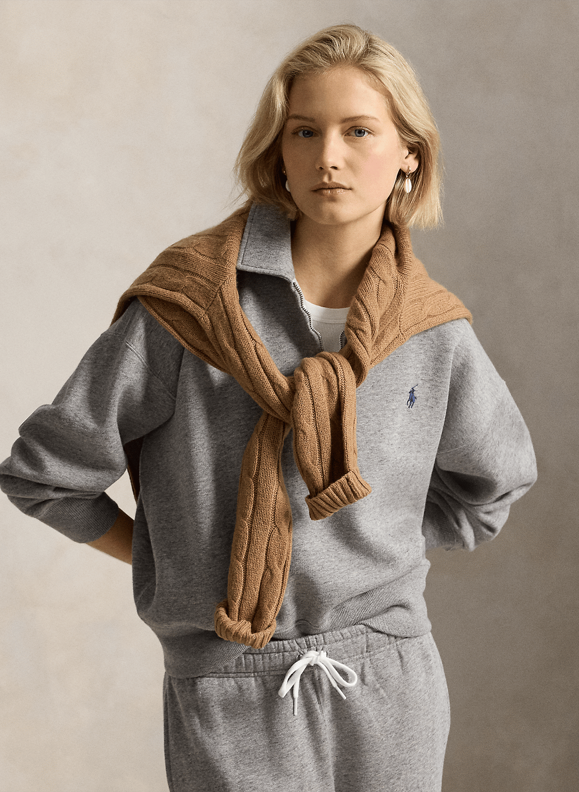 Oversize-Sweatshirt mit Stehkragen aus Baumwollmischung | Grau POLO RALPH LAUREN Damen