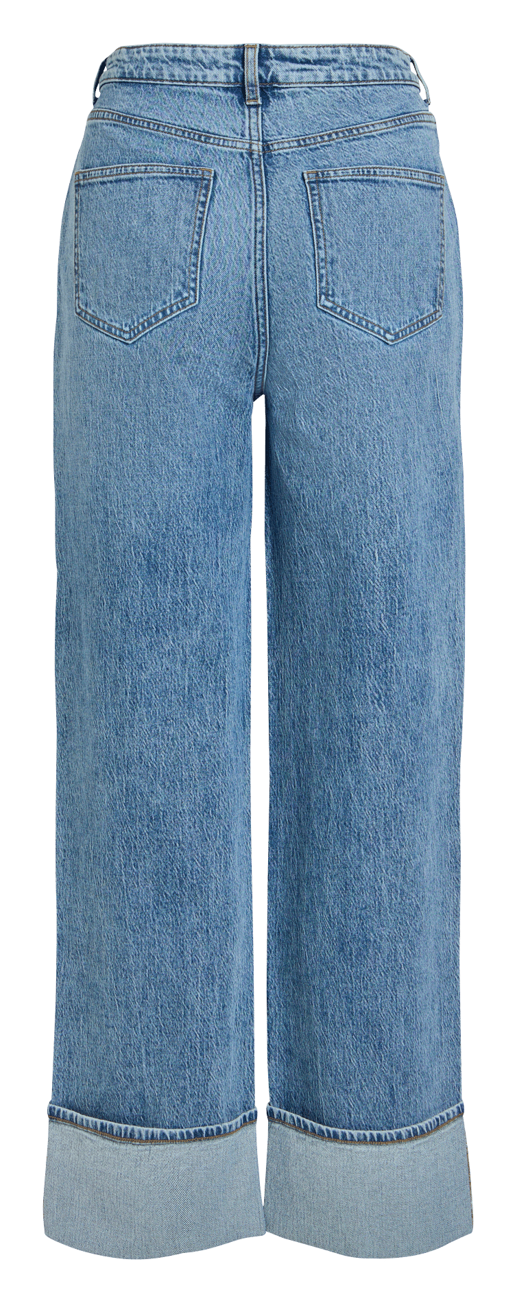 Rechte jeans met omgeslagen pijpen van katoenen denim. VILA Blauw