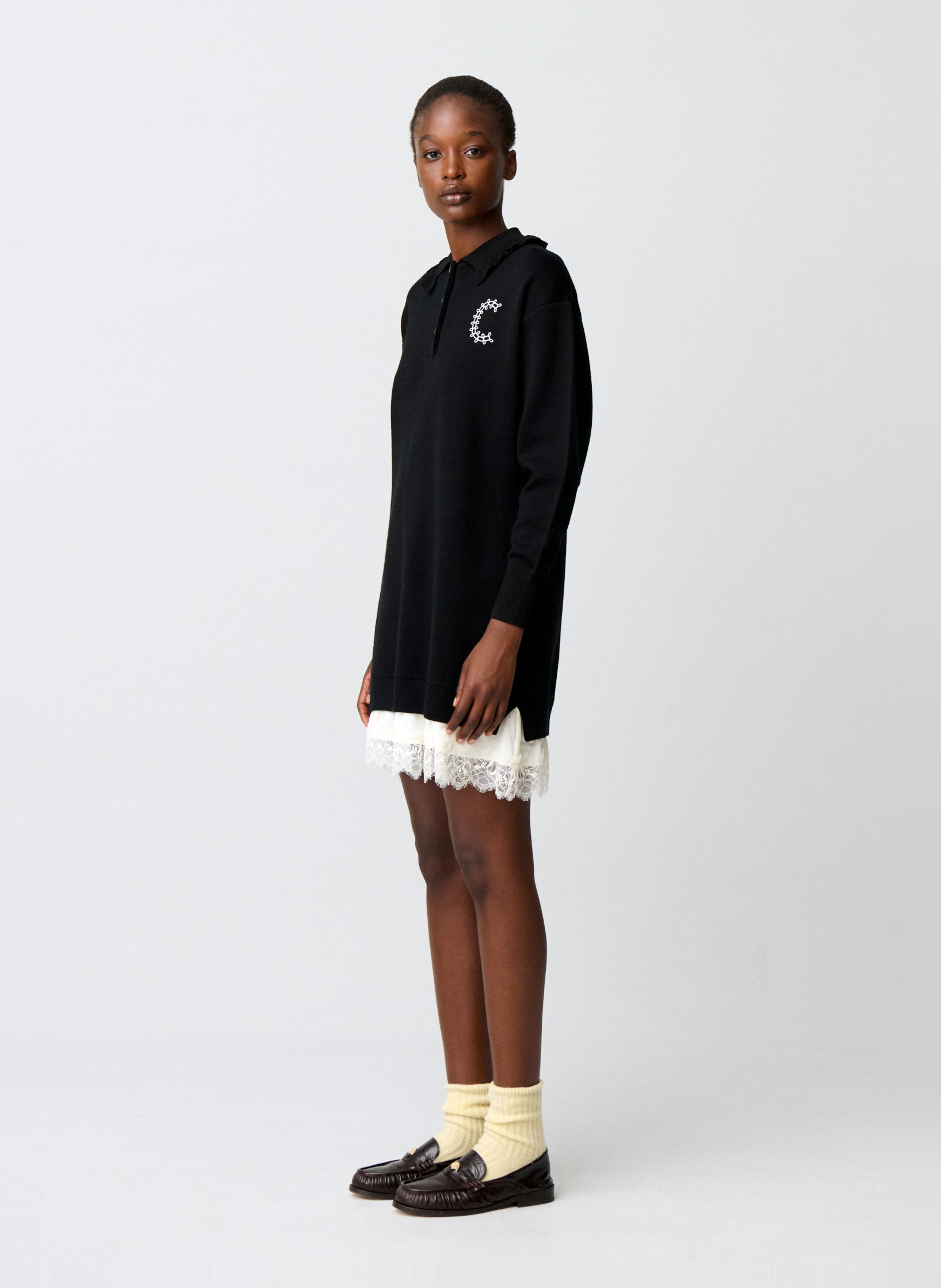 Kurzes Kleid mit Polokragen aus Wollmischung CLAUDIE PIERLOT Mehrfarbig