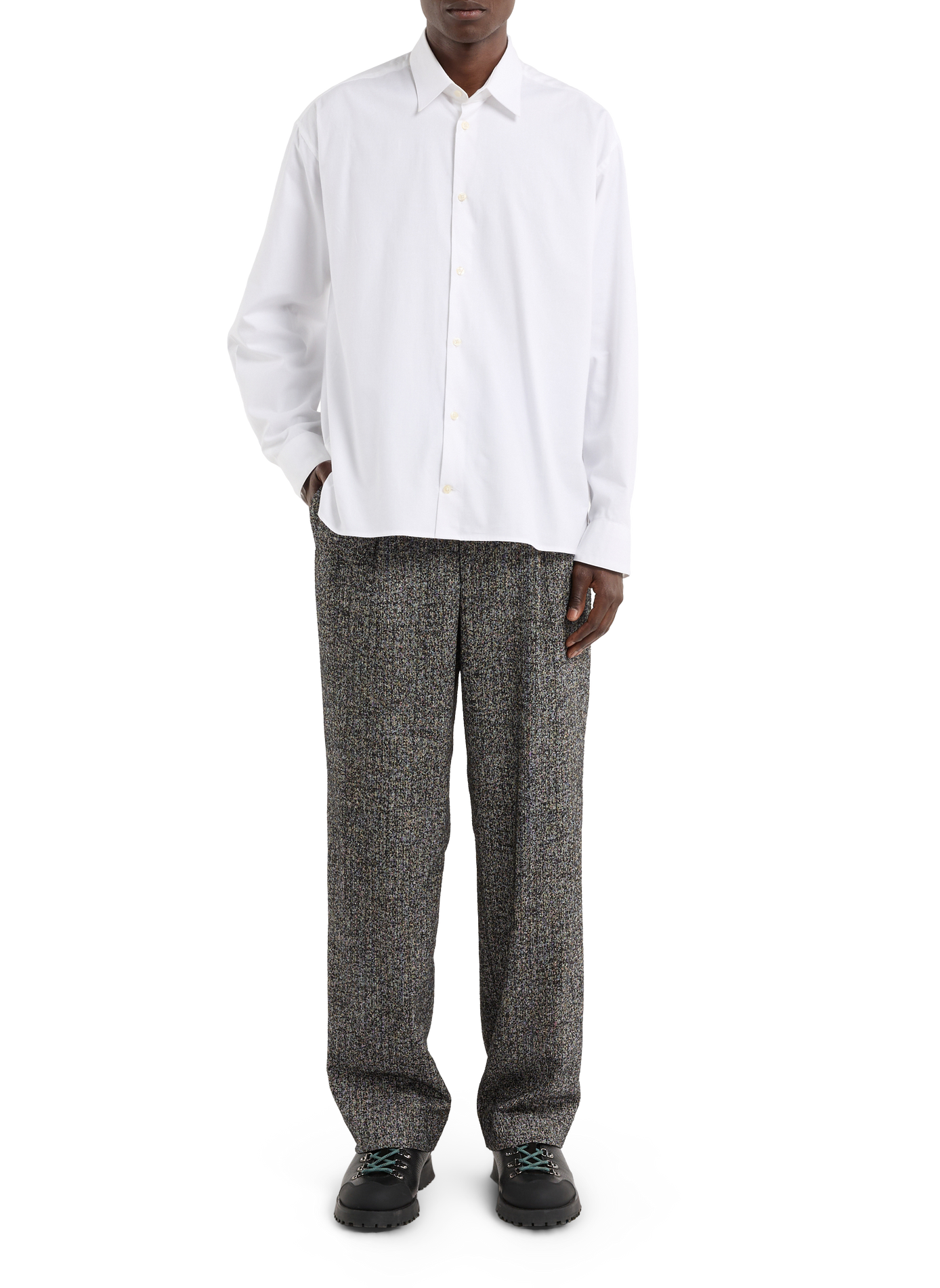 Tweed wool and silk blend suit trousers SAISON 1865 Black
