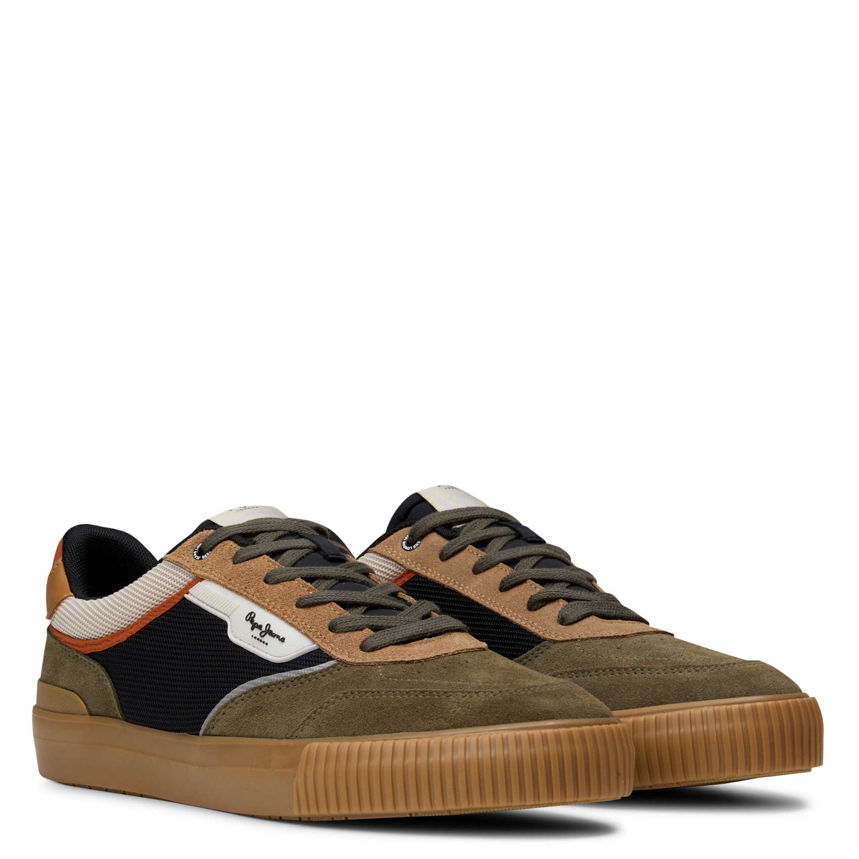 Baskets basses en cuir mélangé PEPE JEANS Vert