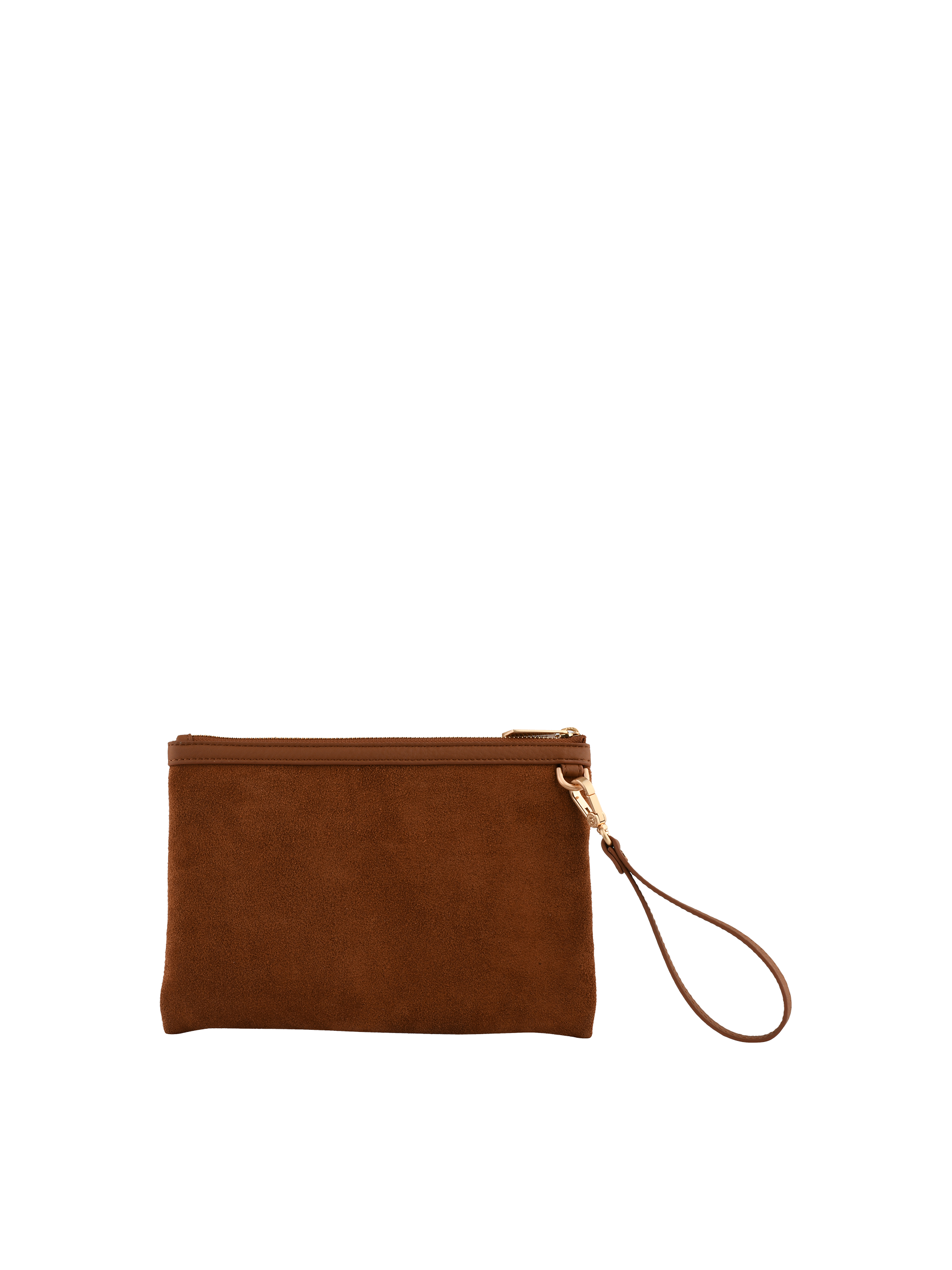 Suede cowhide leather clutch POURCHET Brown