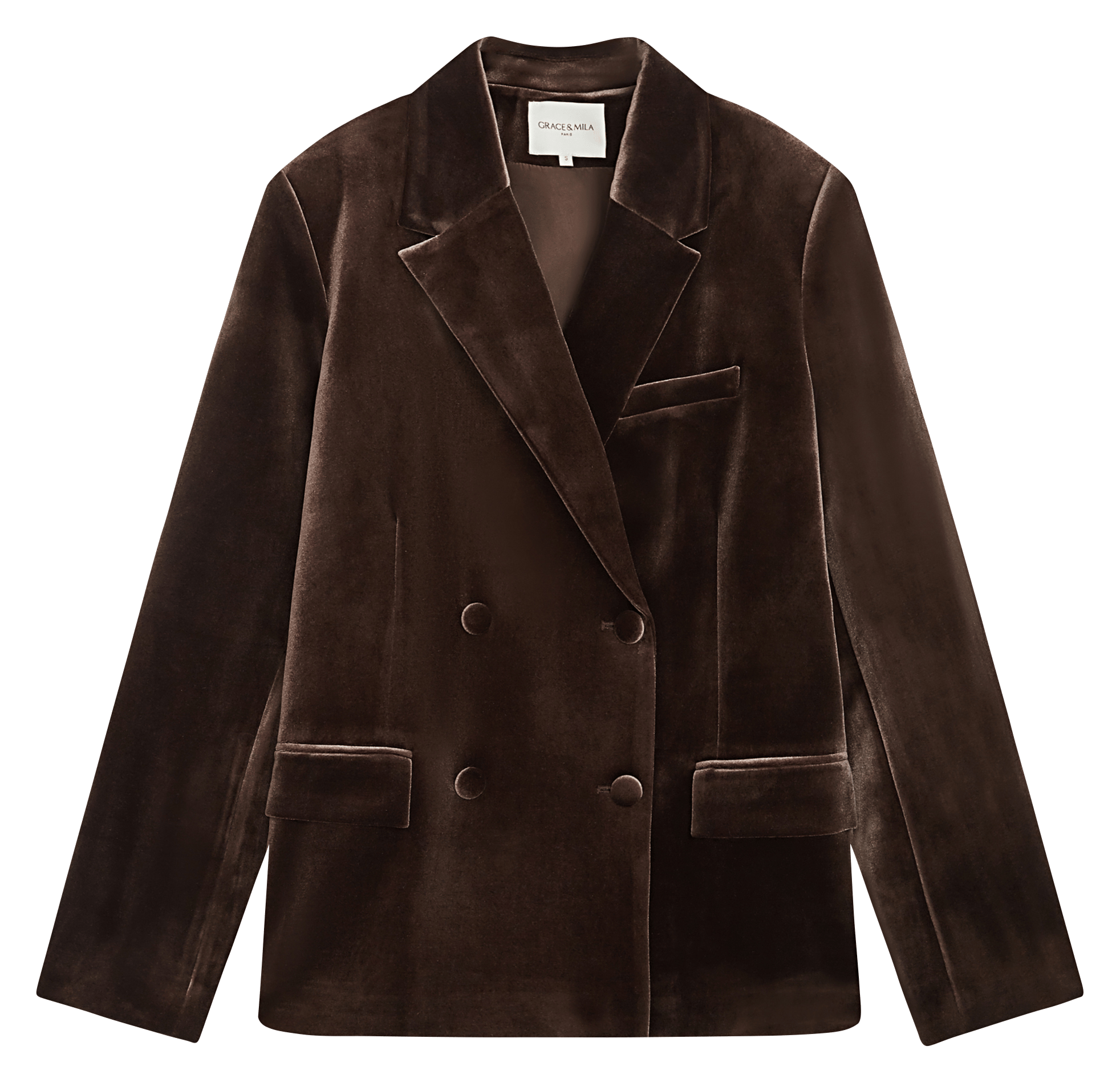 Straight velvet blazer GRACE ET MILA Brown