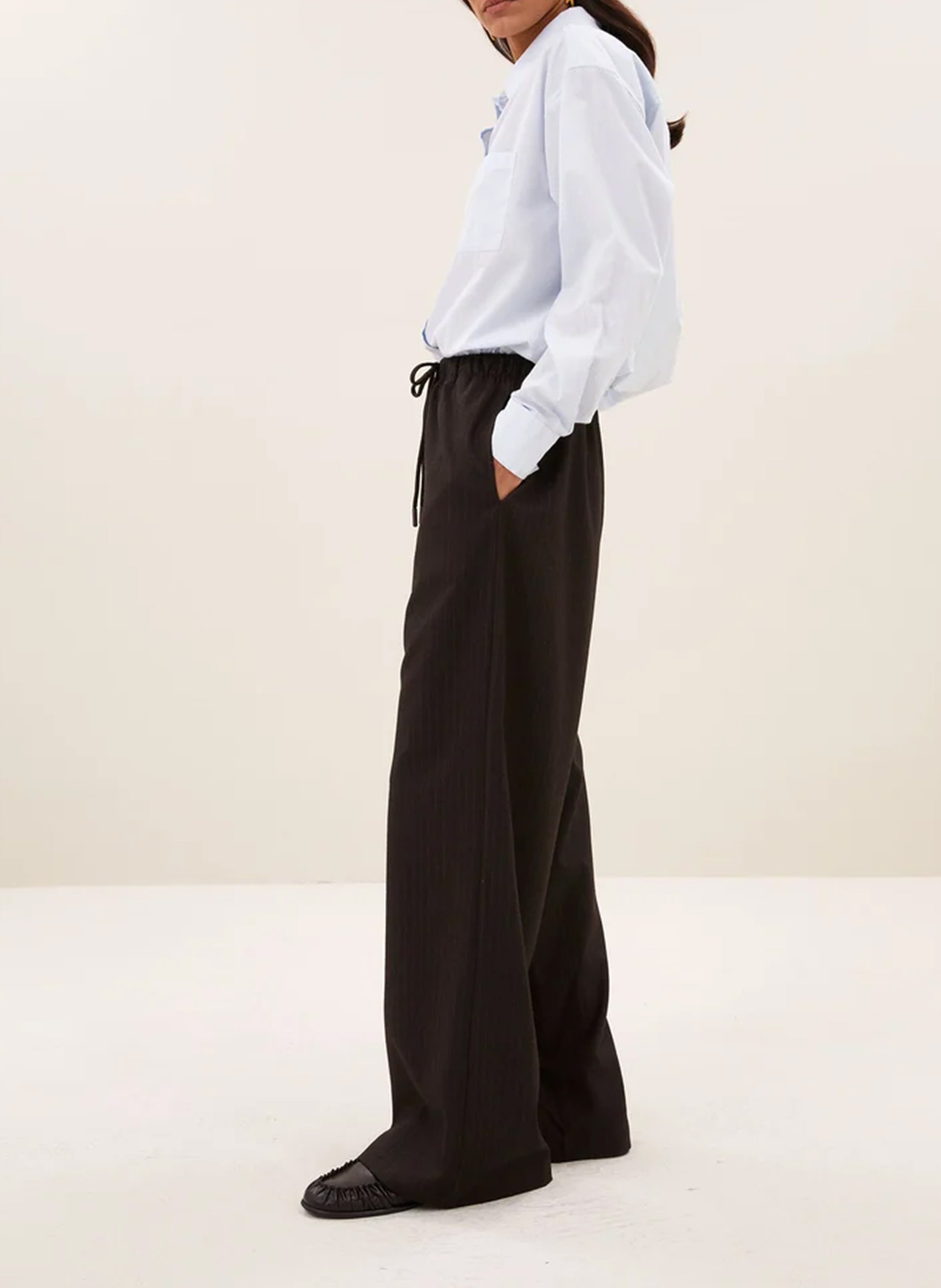 Striped wide-leg pants BY BAR Brown