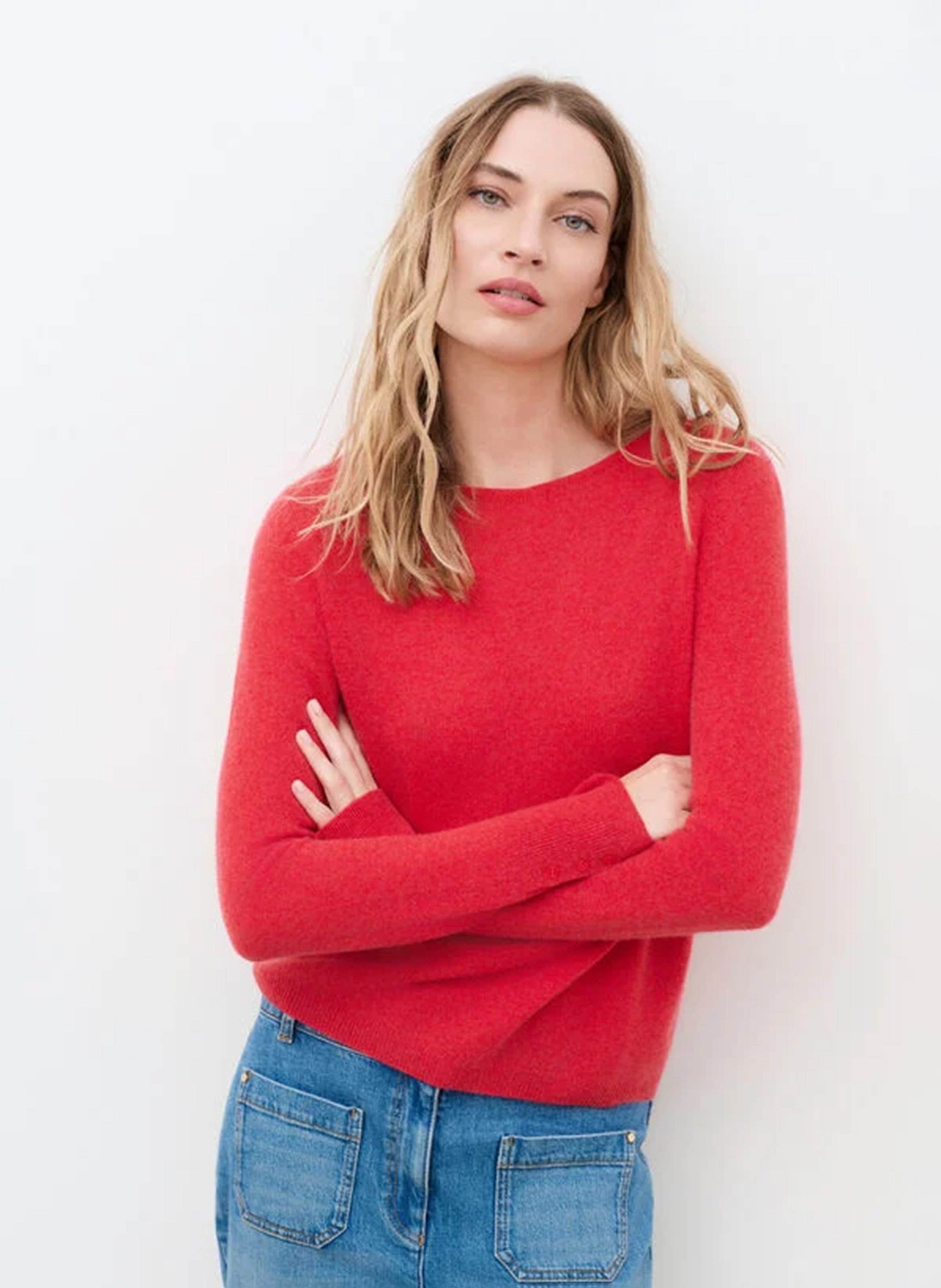 Pull en cachemire col bateau CAROLL Rouge