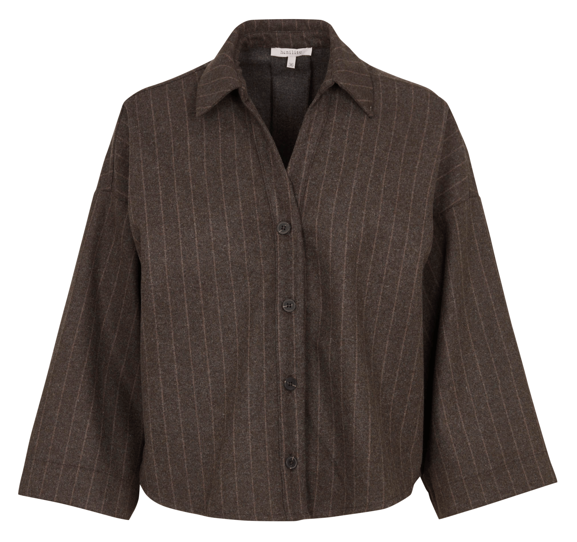 Chemise ample col V à rayures HUMILITY Marron