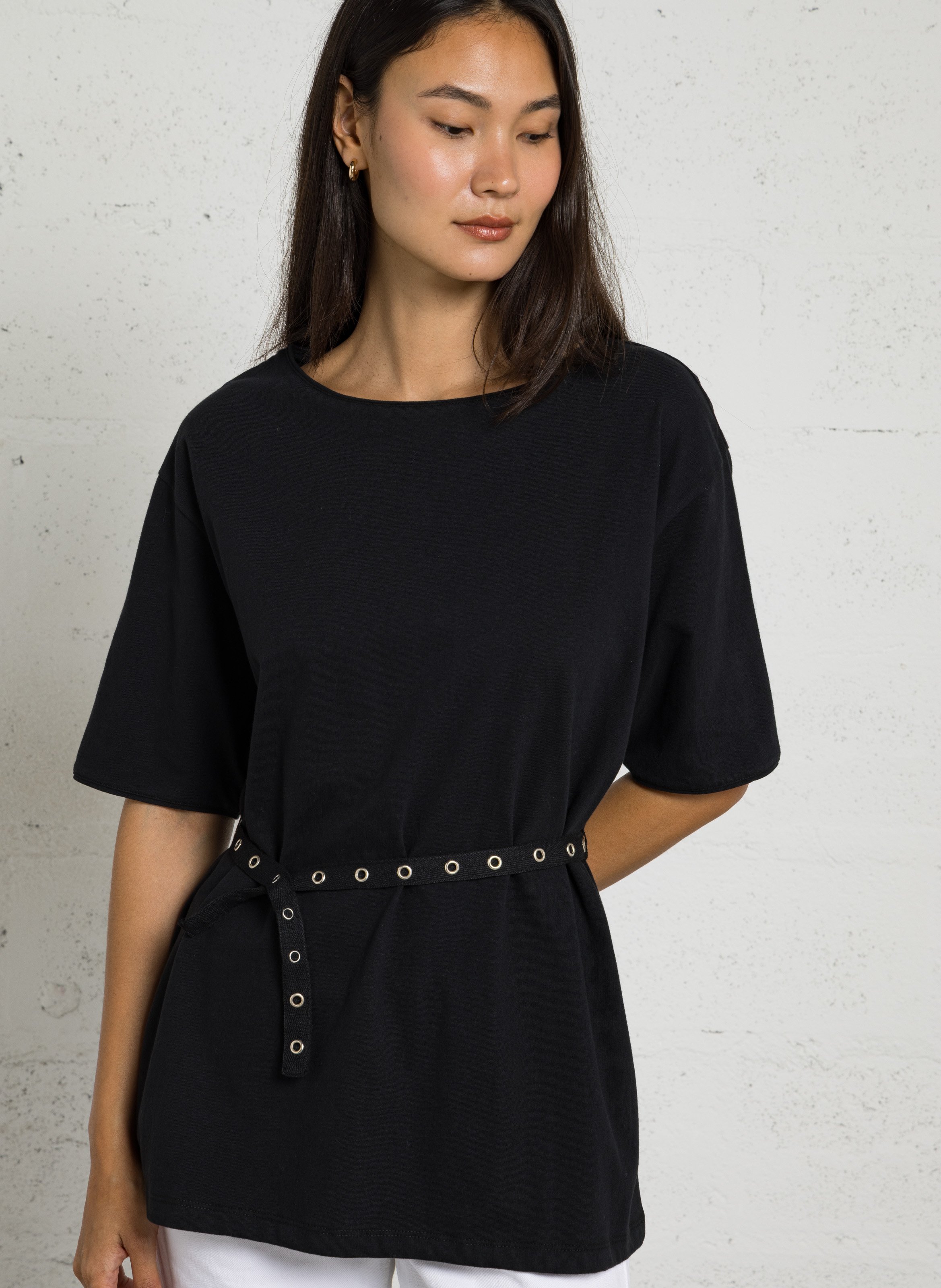 Tee-shirt ceinturé en coton IKKS Noir