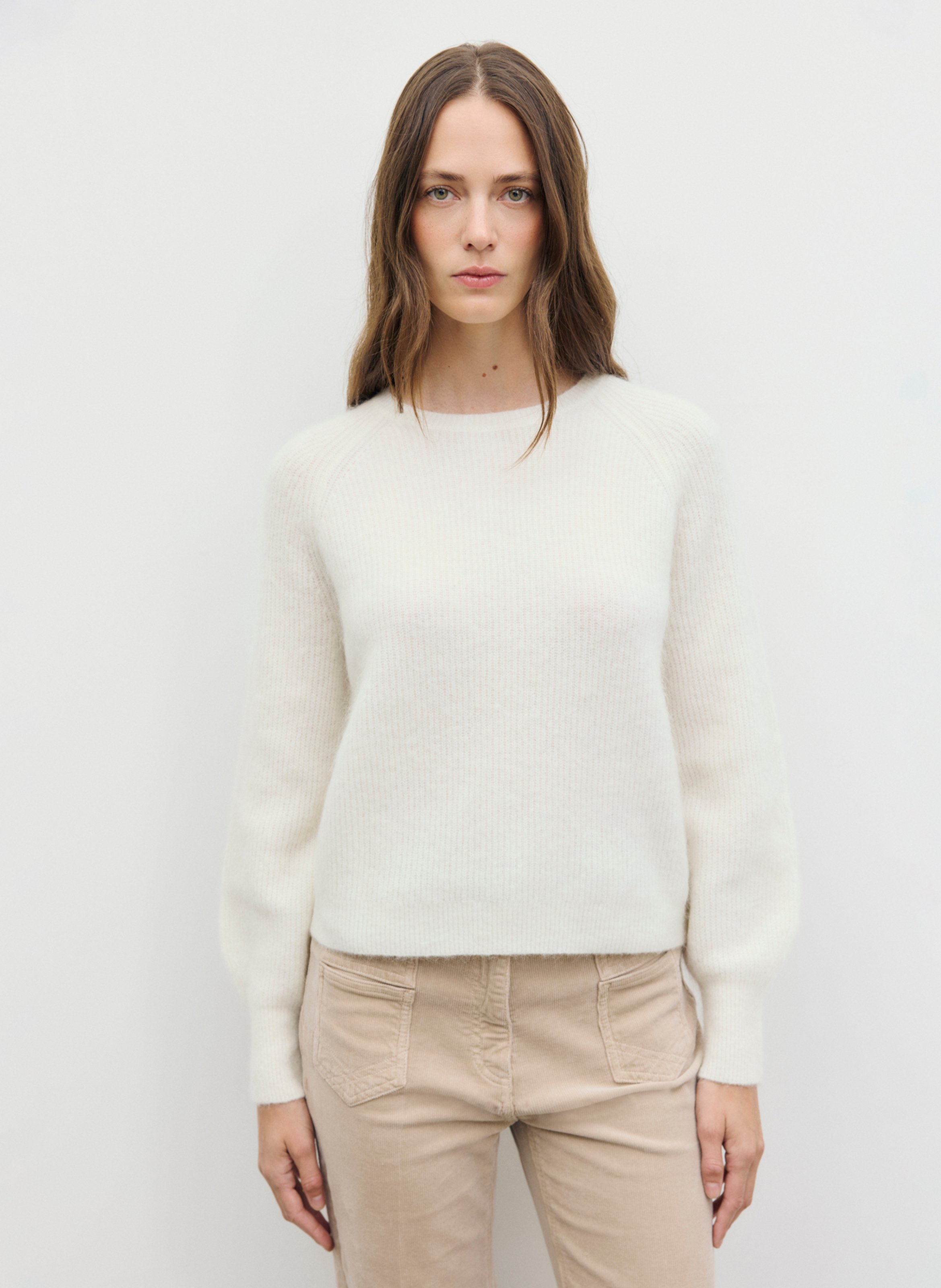 Pull droit col rond en laine mélangée GERARD DAREL Beige