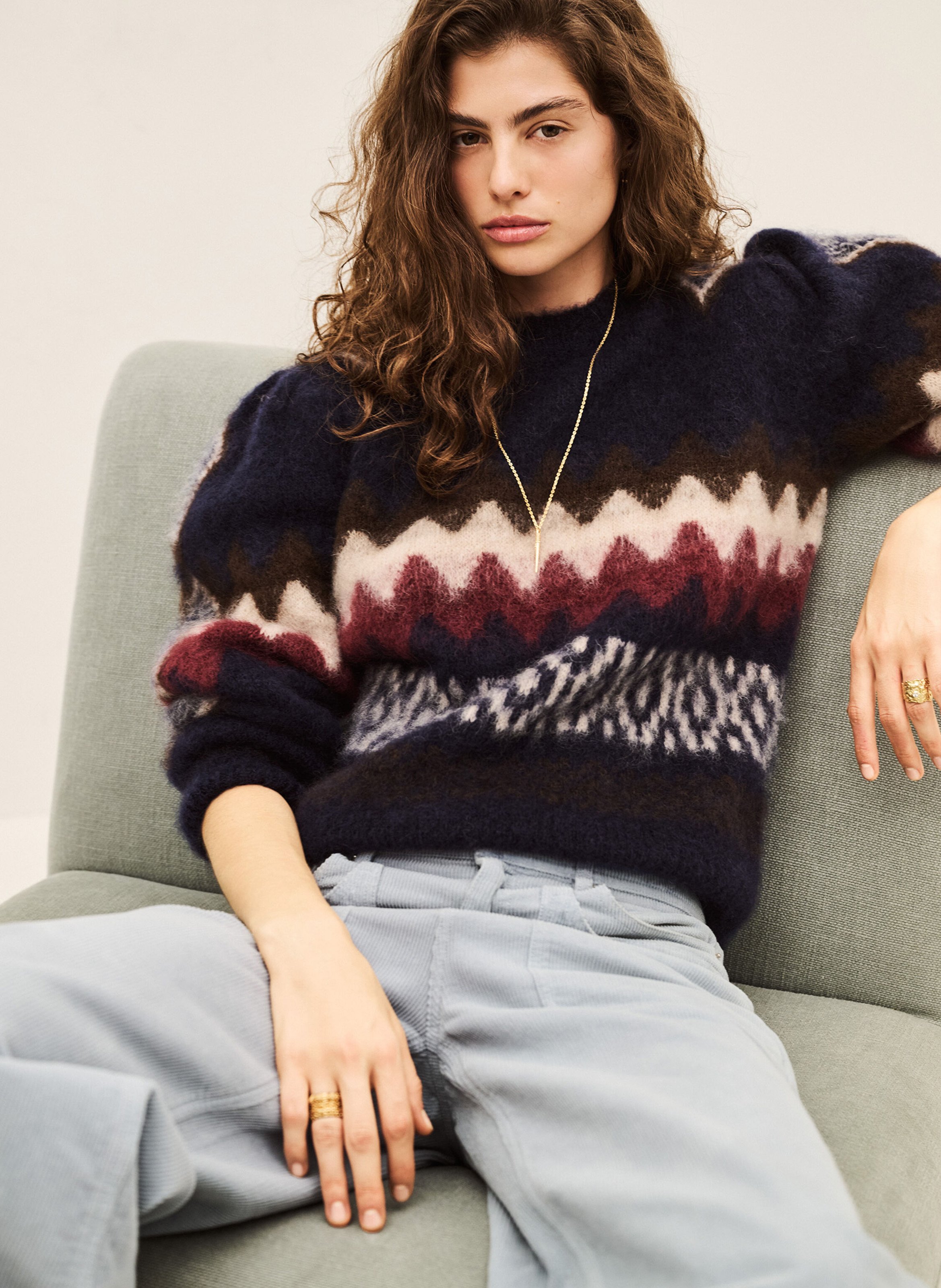 Pull ample imprimé en laine mélangée BA&SH Multicolore