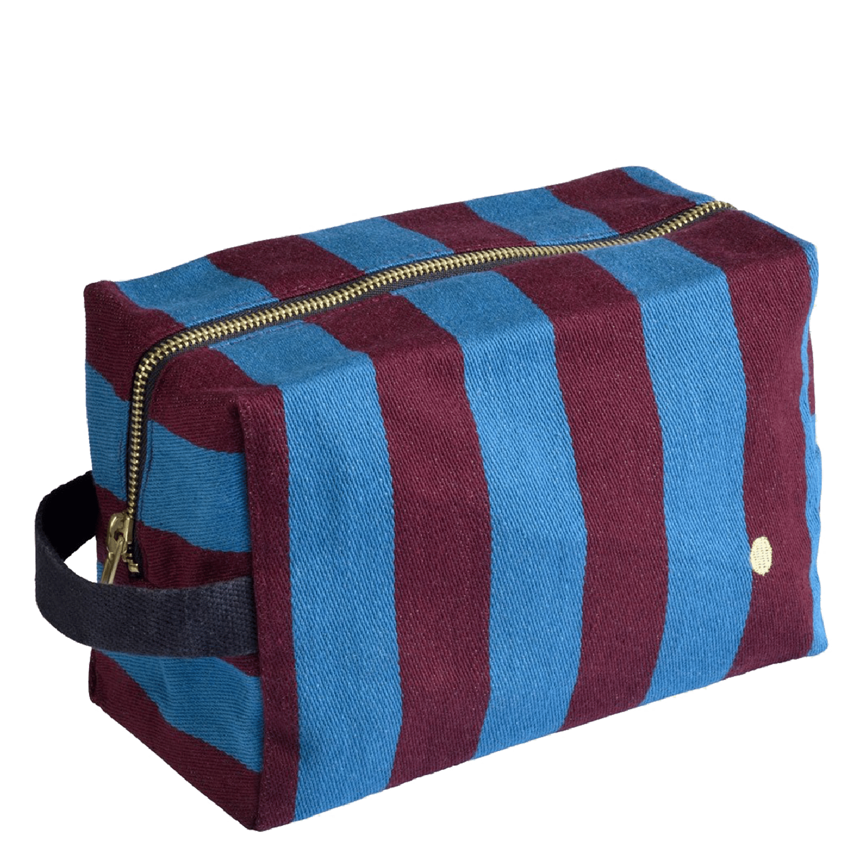 Striped cotton toiletry bag, 22 x 14 cm BlueLA CERISE SUR LE GATEAU