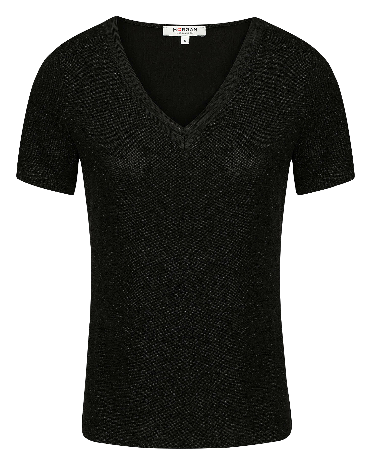 Tee-shirt col V métallisé MORGAN Noir