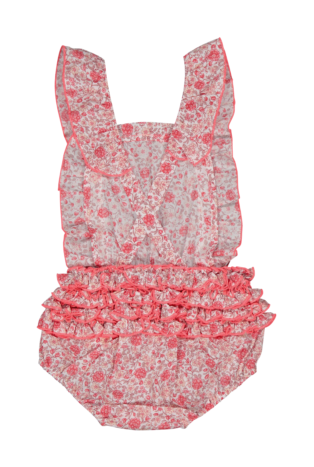 Barboteuse à bretelles en coton bio PETITE LUCETTE Rose