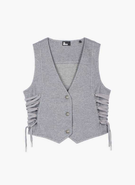 Gilet Col V En Coton Melange Gry23 The Kooples Femme FGIL29003K GRY23 GRY23 Place des Tendances